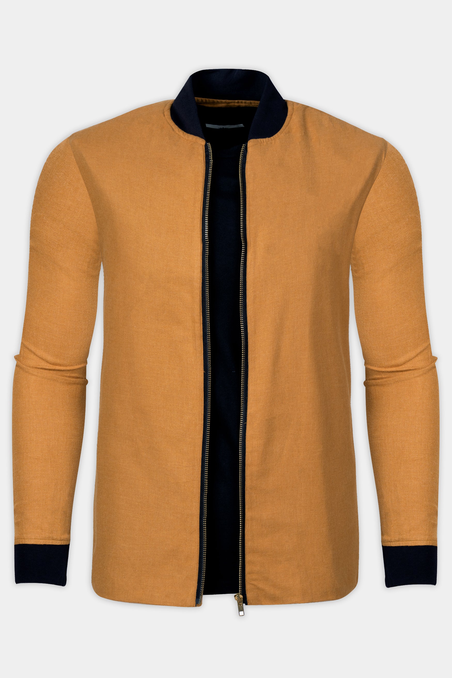 Sienna Orange Flannel Bomber Jacket