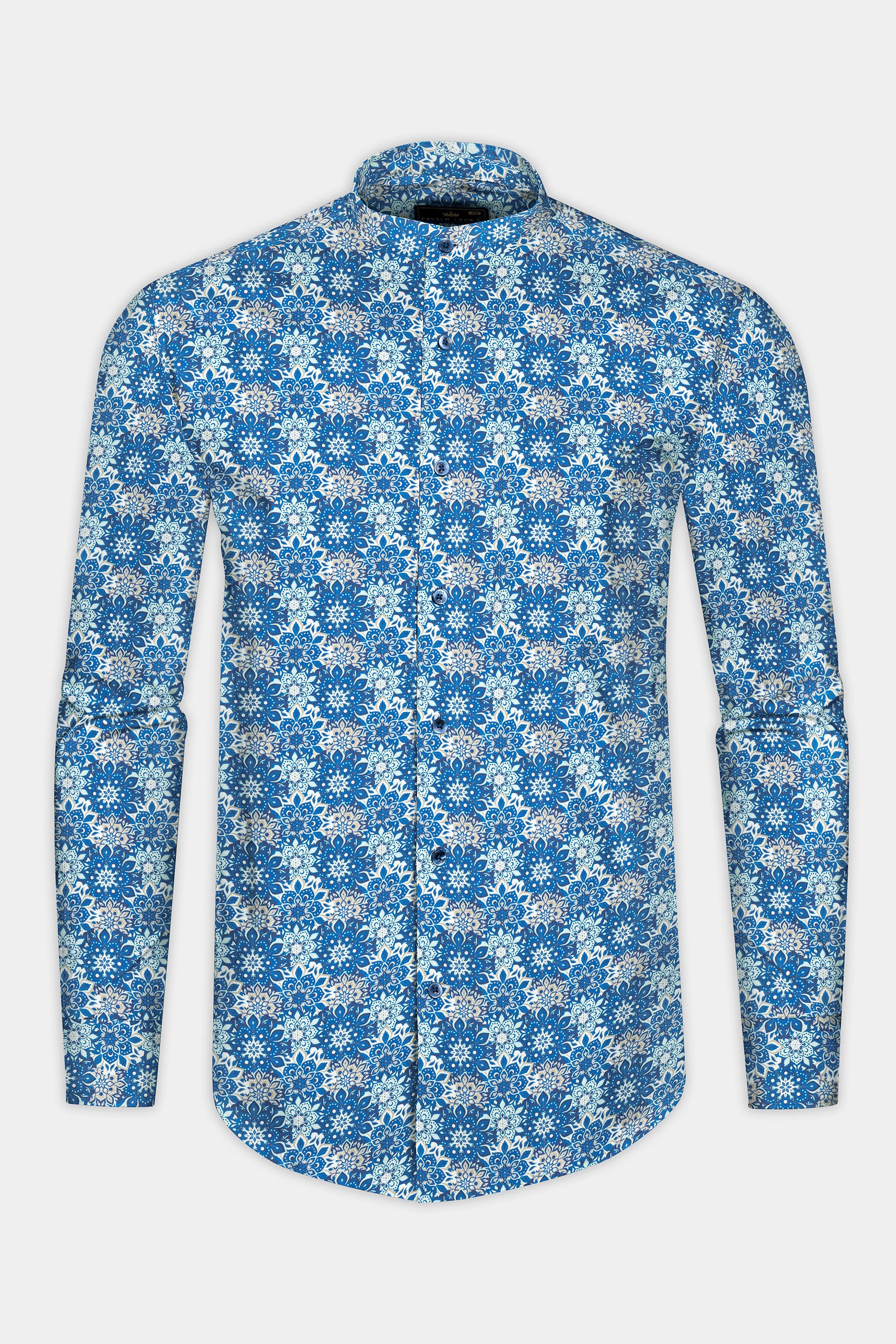 Bluish and Zorba Gray Azulejo Subtle Sheen Prints Super Soft Premium Cotton Shirt