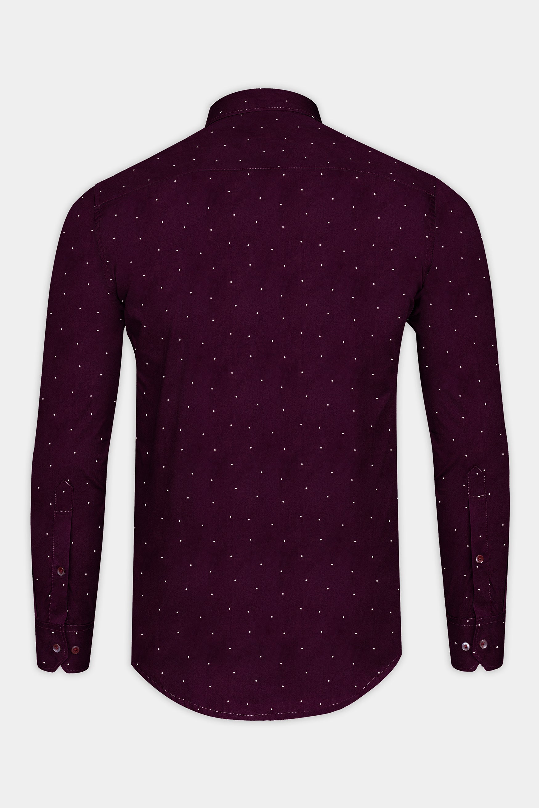 Wine Polka Dotted Twill Premium Cotton Shirt