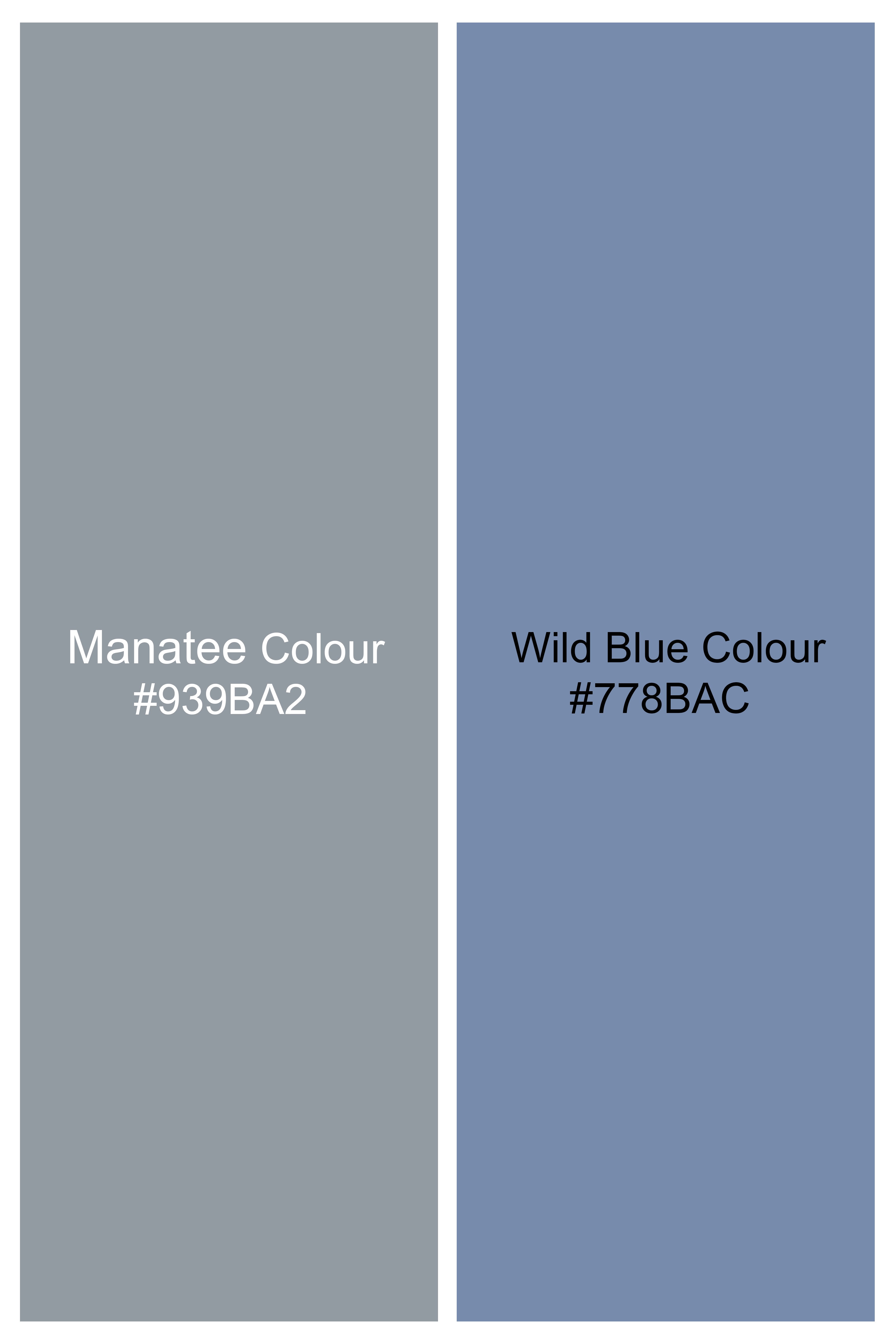 Manatee Gray and Wild Blue Plaid Twill Premium Cotton Shirt