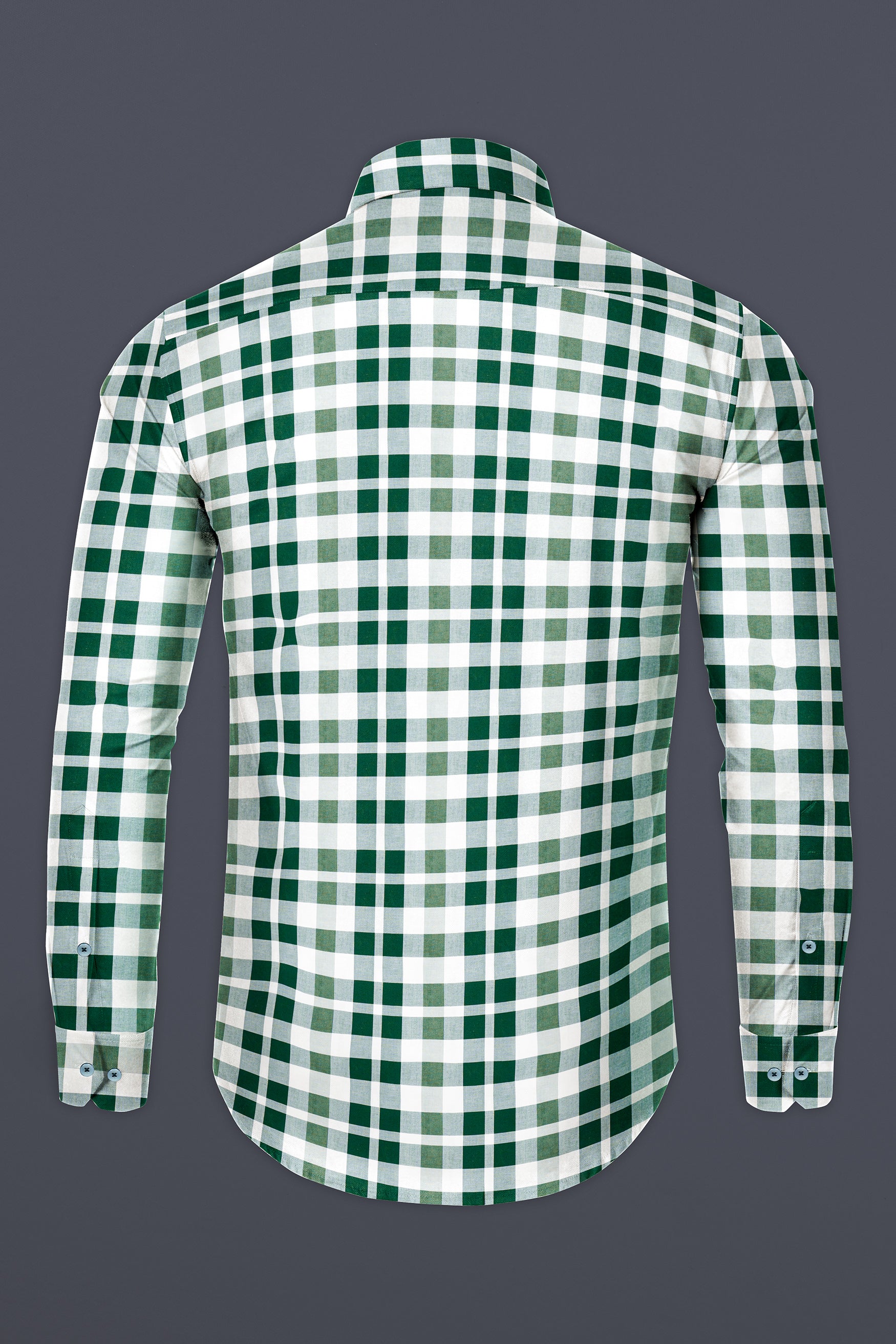 Plantation Green with white plaid dobby premium cotton shirt