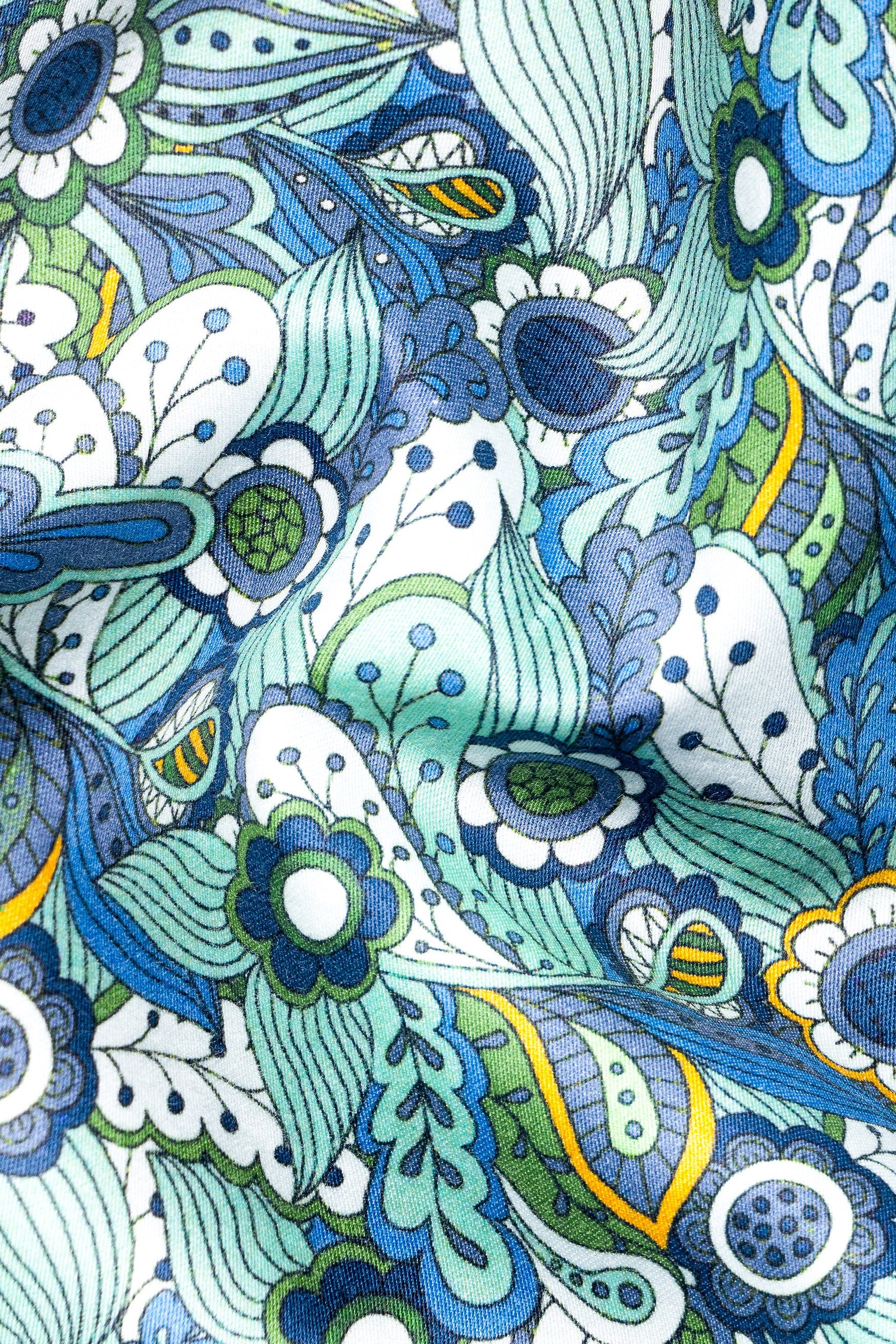 Sinbad Blue Multicolor Floral Printed Subtle Sheen Super Soft Premium Cotton Shirt