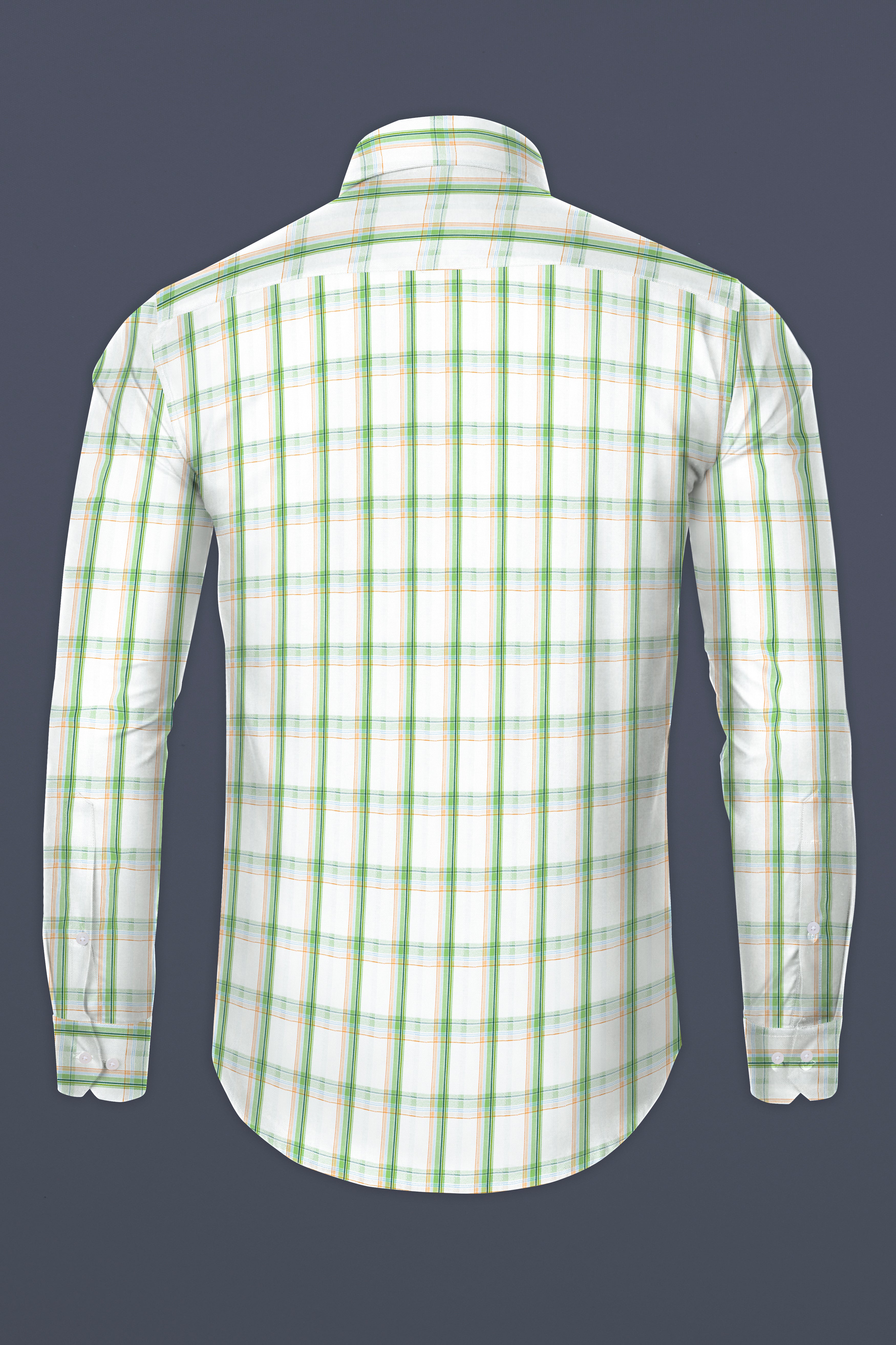 Surf and Glade Green Plaid Dobby Textured Premium Giza Cotton Shirt