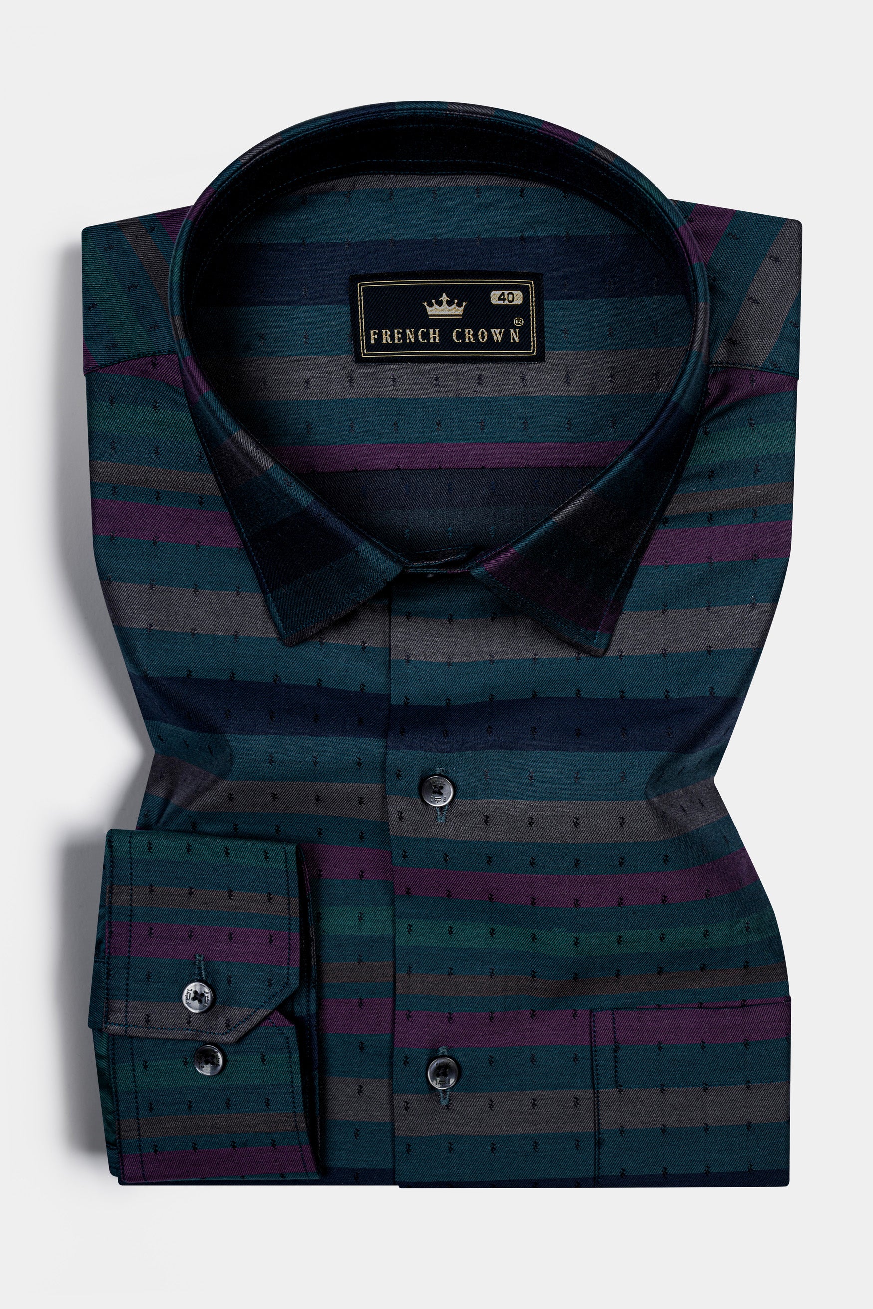 Blumine blue and Byzantium Purple Jacquard Textured Premium Giza Cotton Shirt