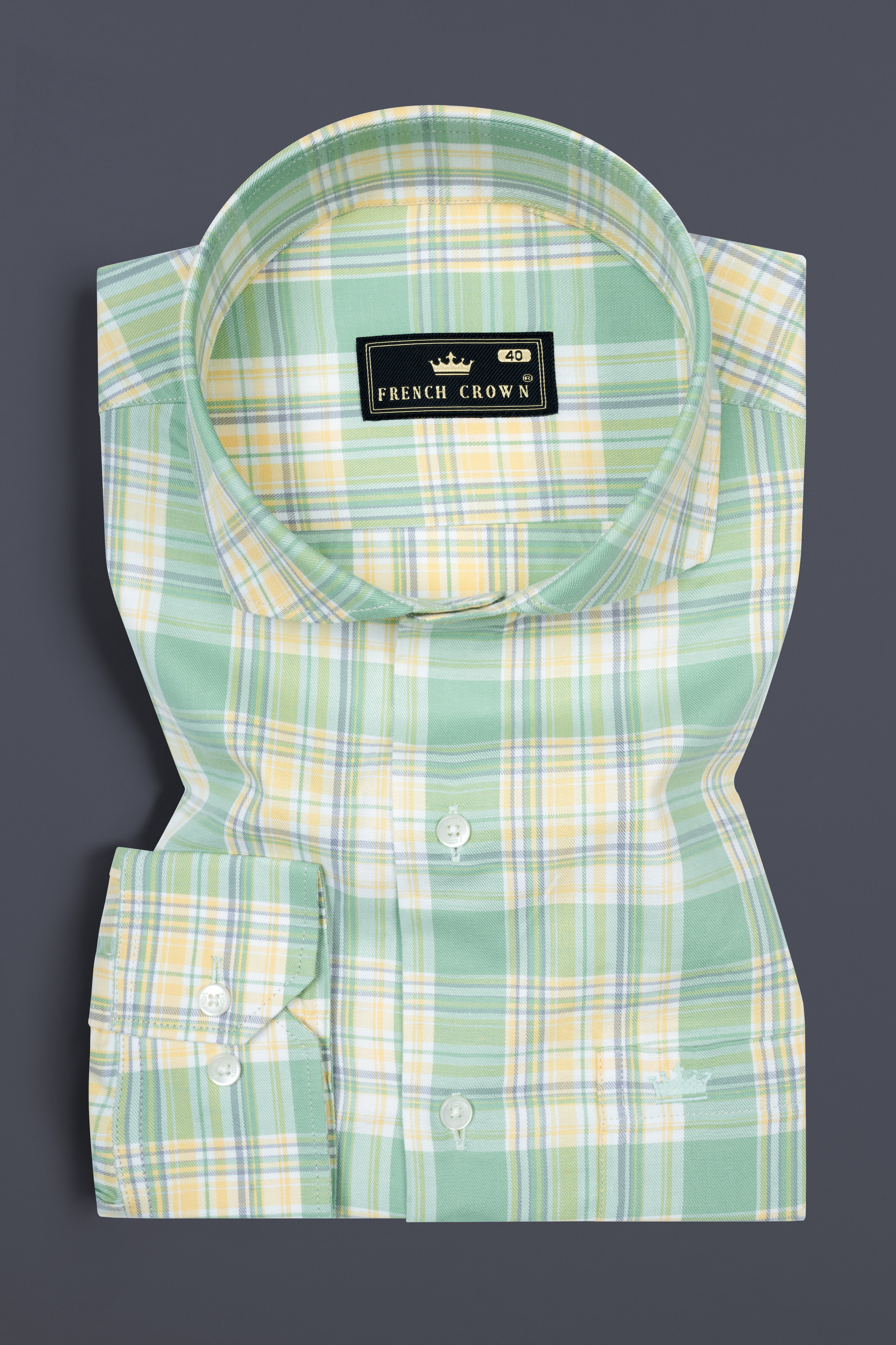 Turquoise Green with Astra Brown Twill Plaid Premium Cotton Shirt