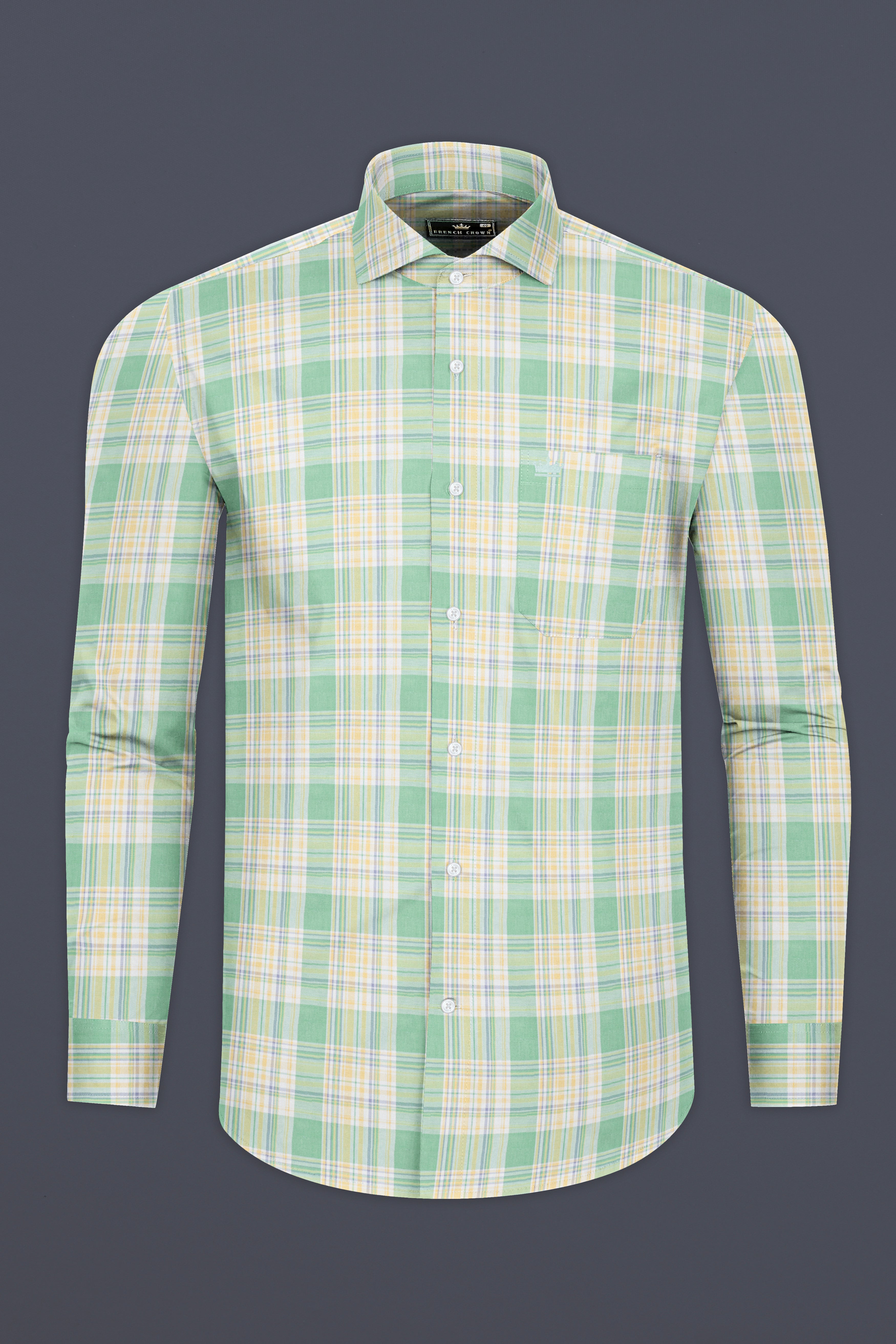 Turquoise Green with Astra Brown Twill Plaid Premium Cotton Shirt