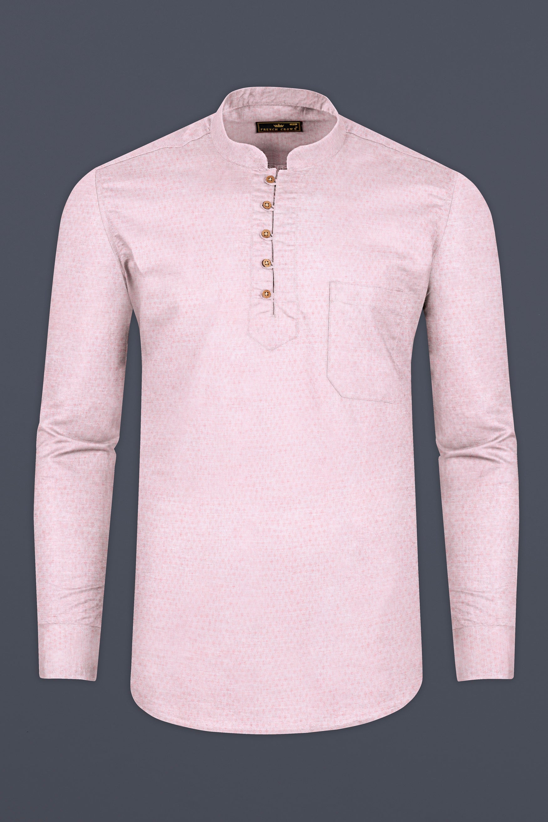 Flare Pink Dobby Textured Premium Giza Cotton Kurta Shirt