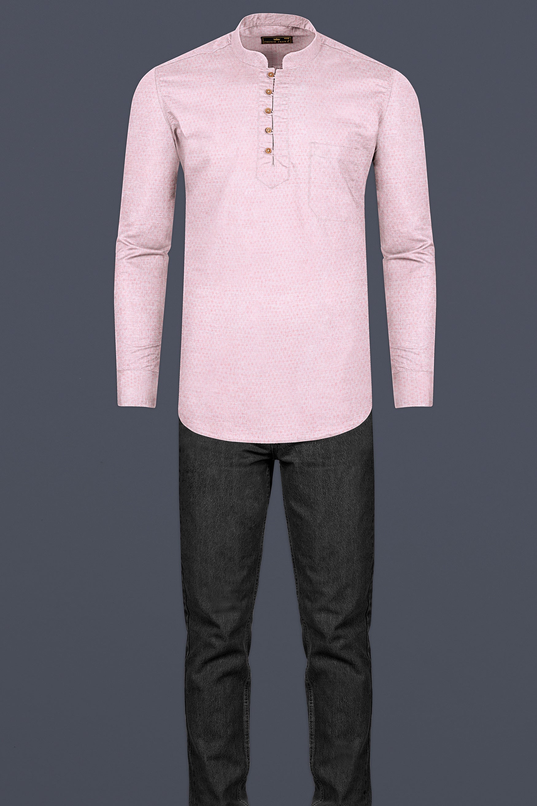 Flare Pink Dobby Textured Premium Giza Cotton Kurta Shirt