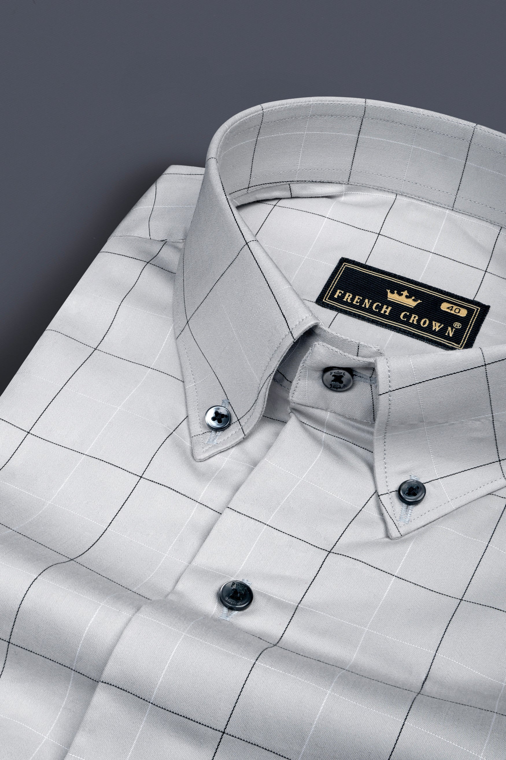 Aluminium Gray Windowpane Twill Cotton Shirt