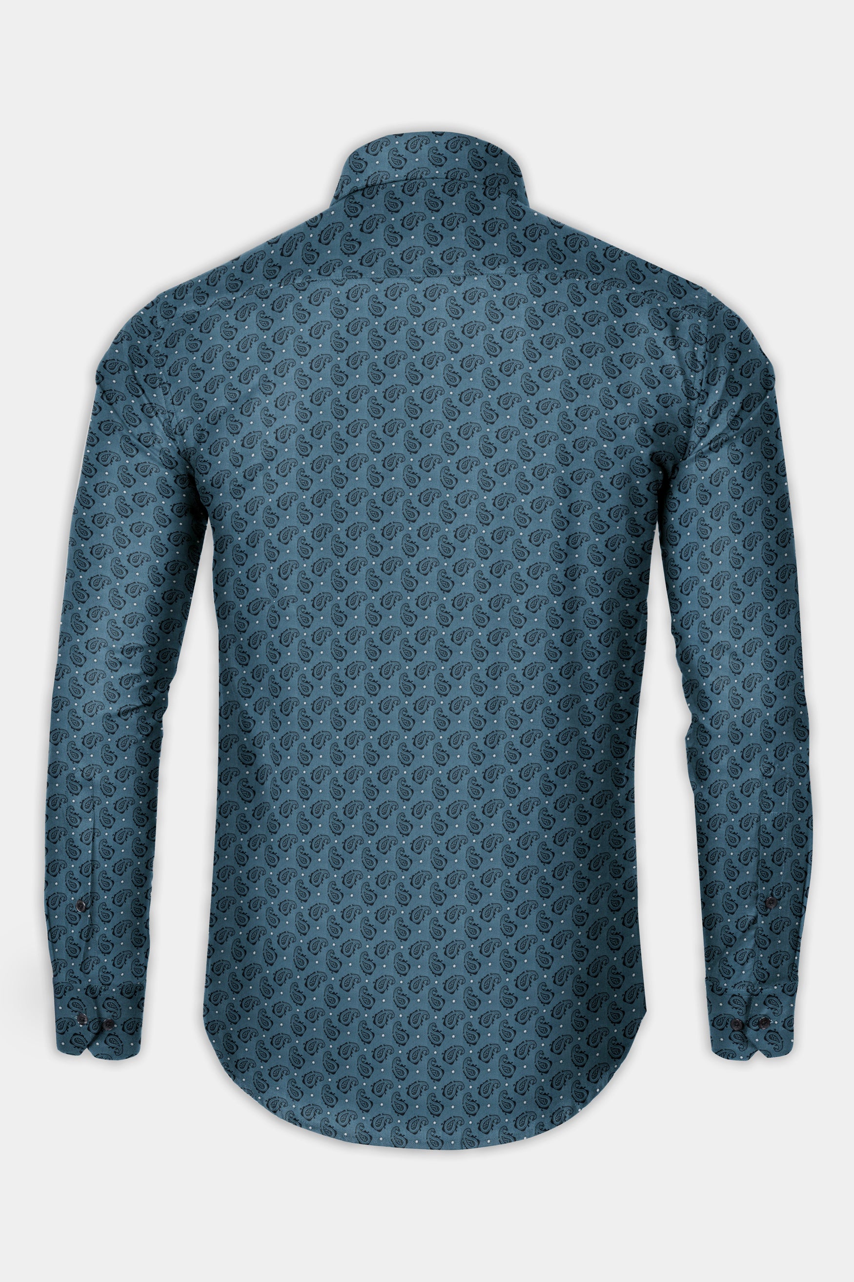 William Blue with Black Paisley Printed Super Soft Premium Cotton Shirt