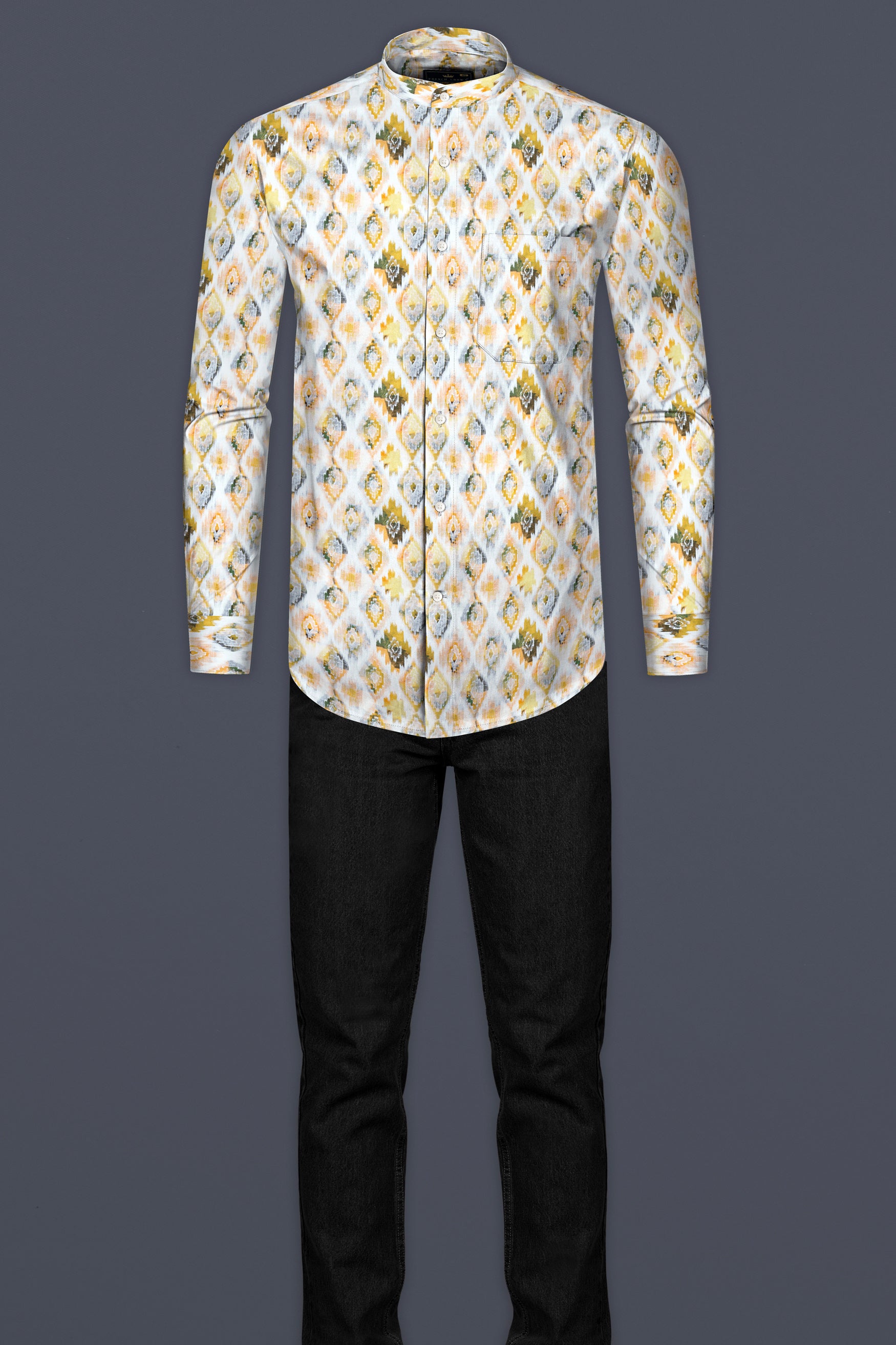 Bright White Multicolor Geometric Pattern Printed Super Soft Premium Cotton Shirt