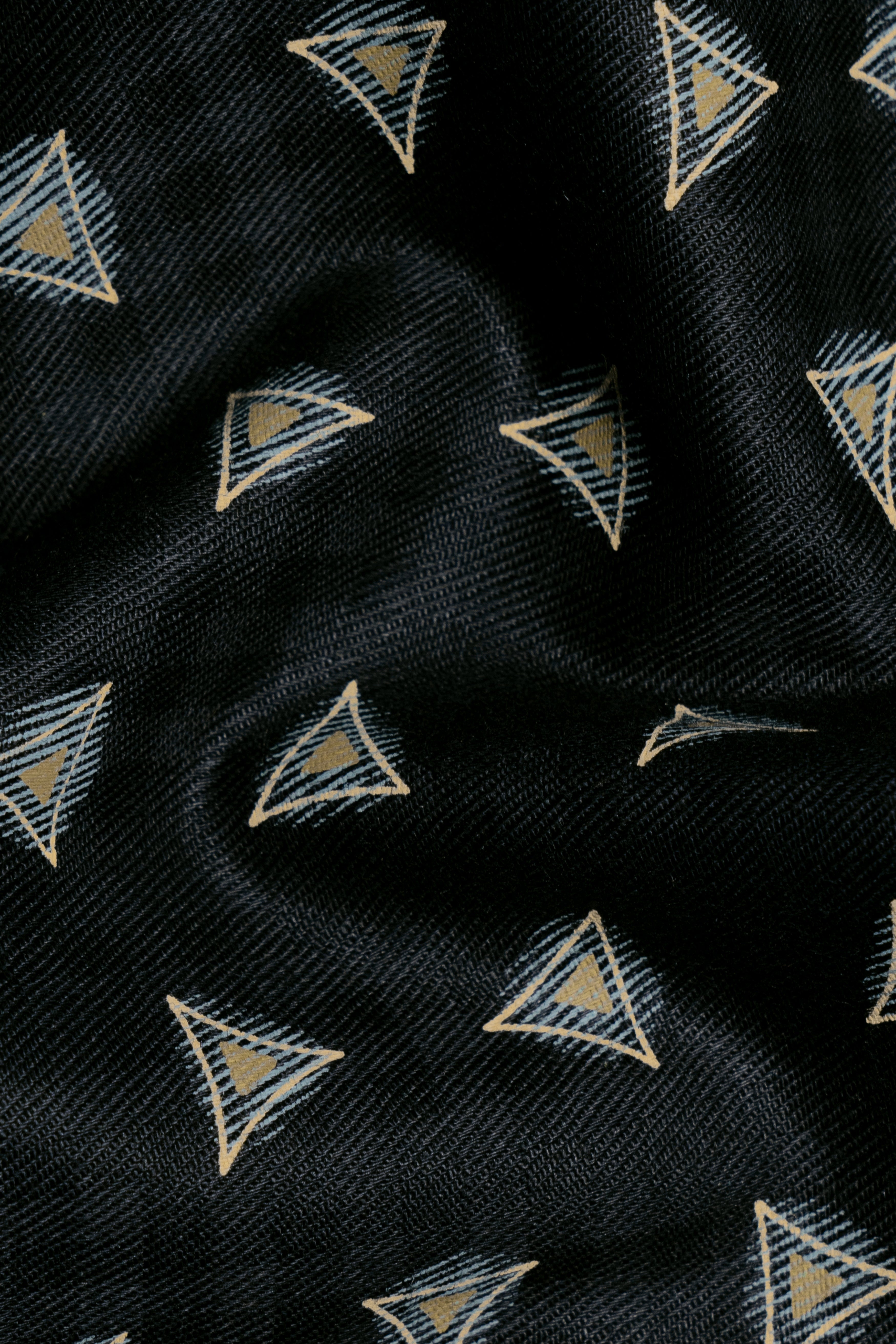 Jade Black Triangles printed Twill Premium Cotton Shirt