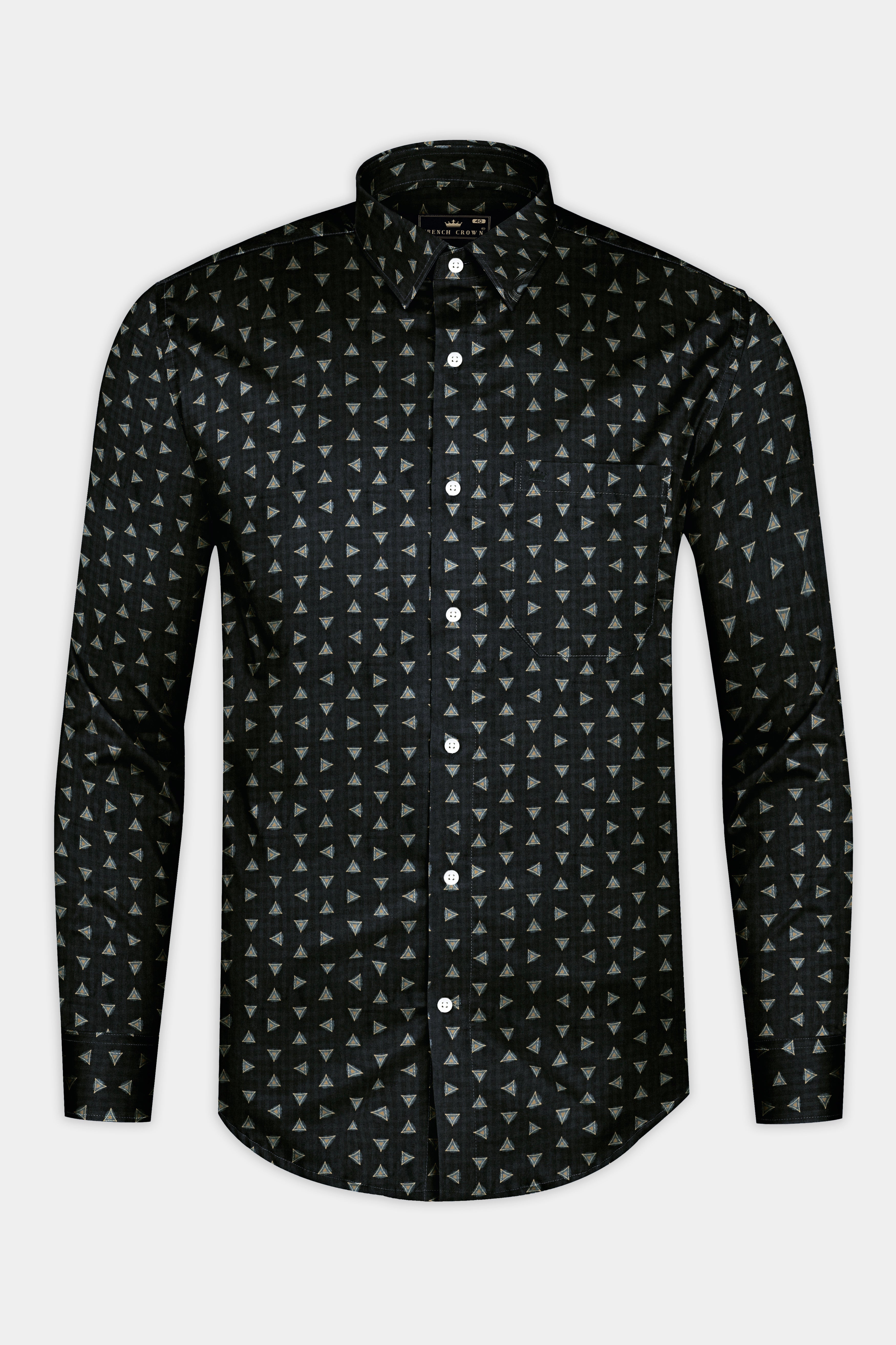 Jade Black Triangles printed Twill Premium Cotton Shirt