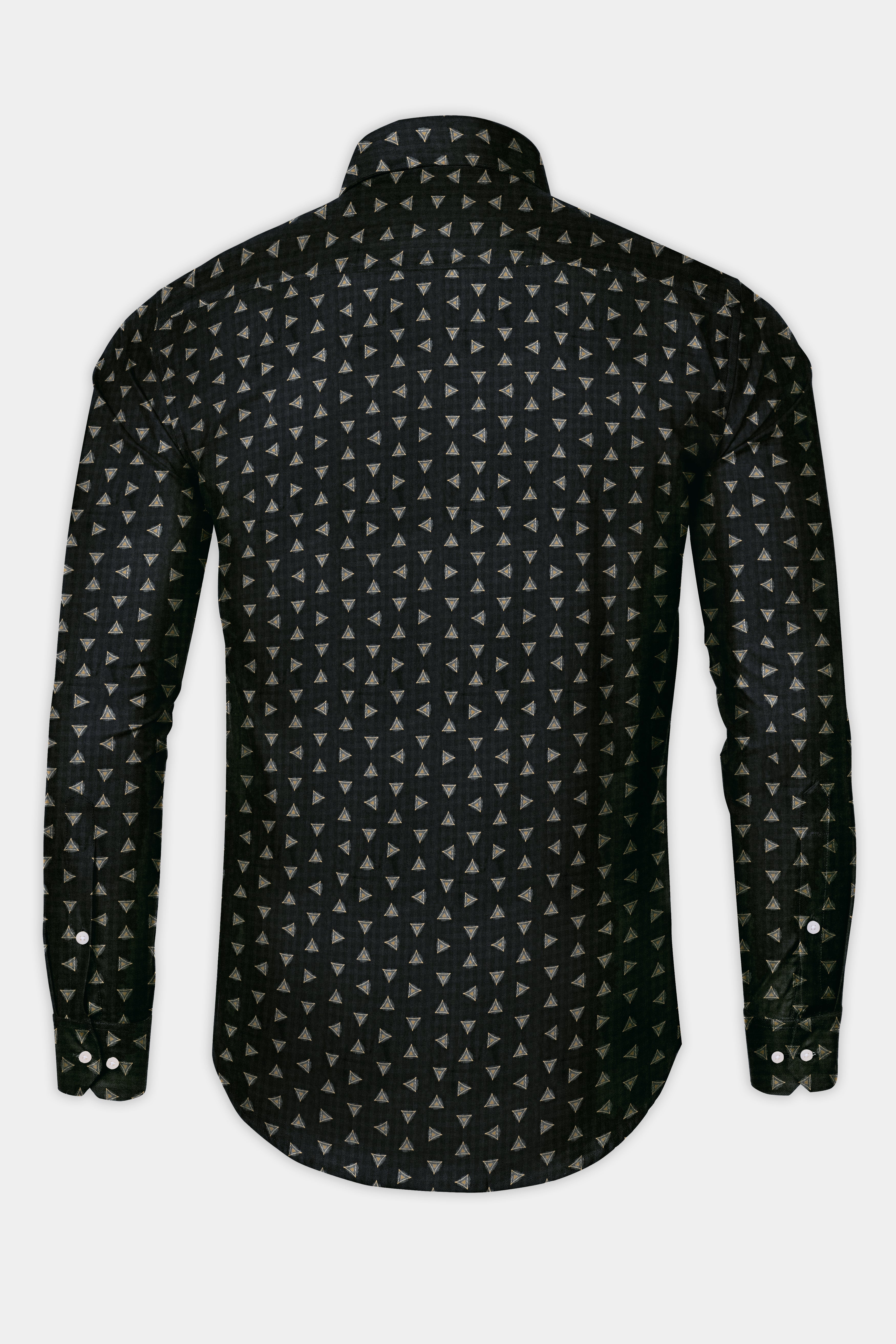 Jade Black Triangles printed Twill Premium Cotton Shirt