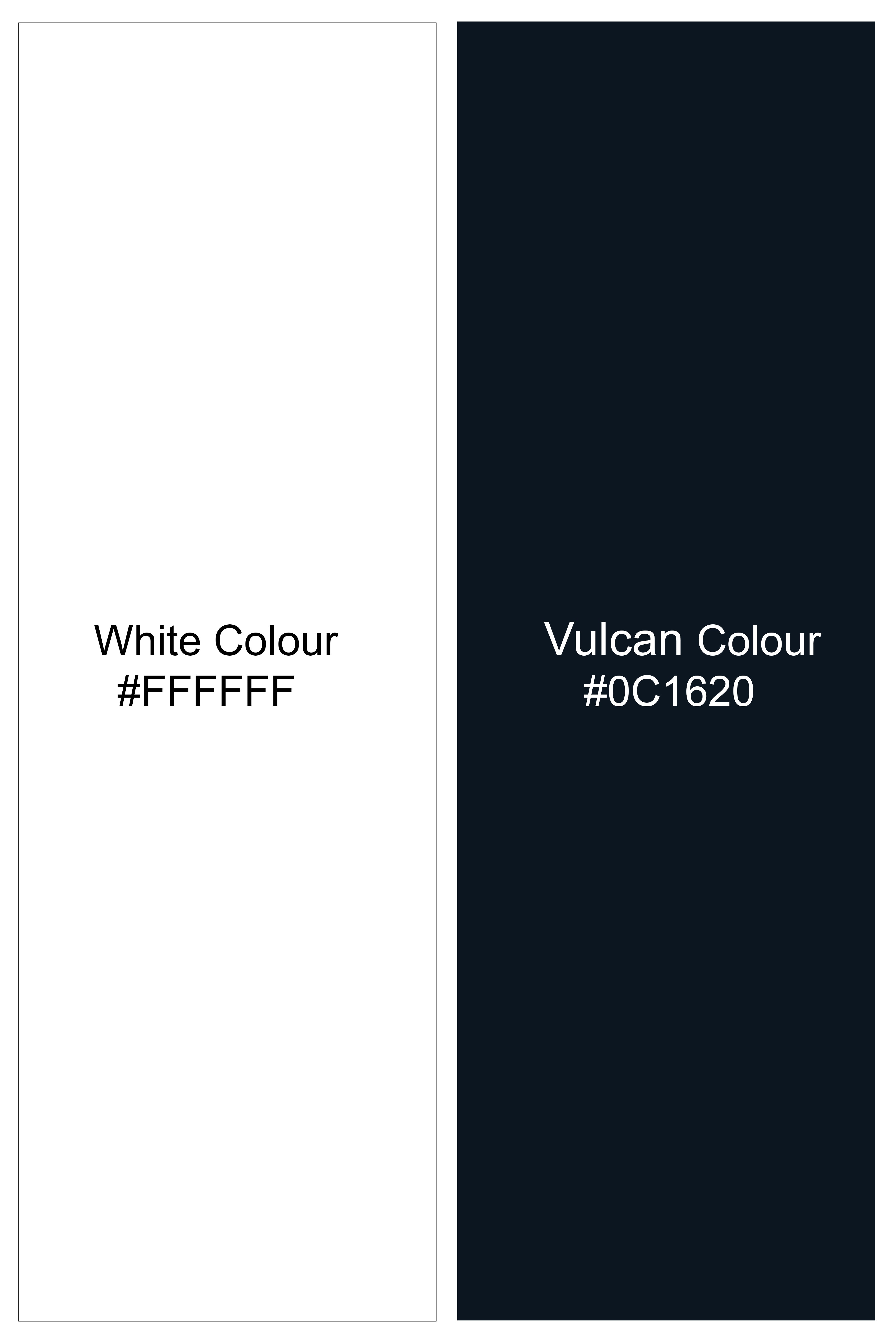 Bright White with Vulcan Black Polka Dotted Chambray Premium Giza Cotton Shirt