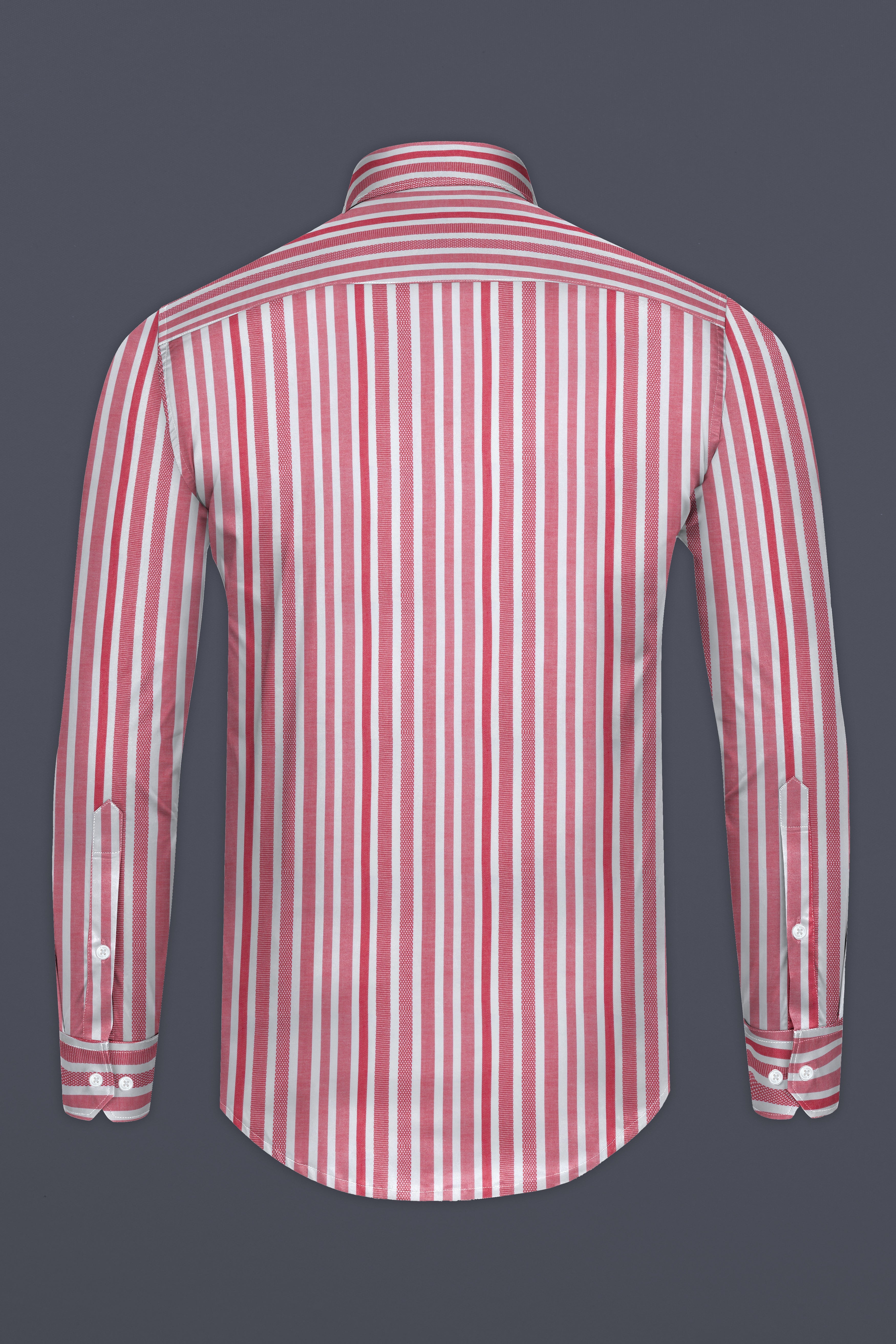 Raspberry Pink with White Striped Dobby Textured Giza Cotton Shirt