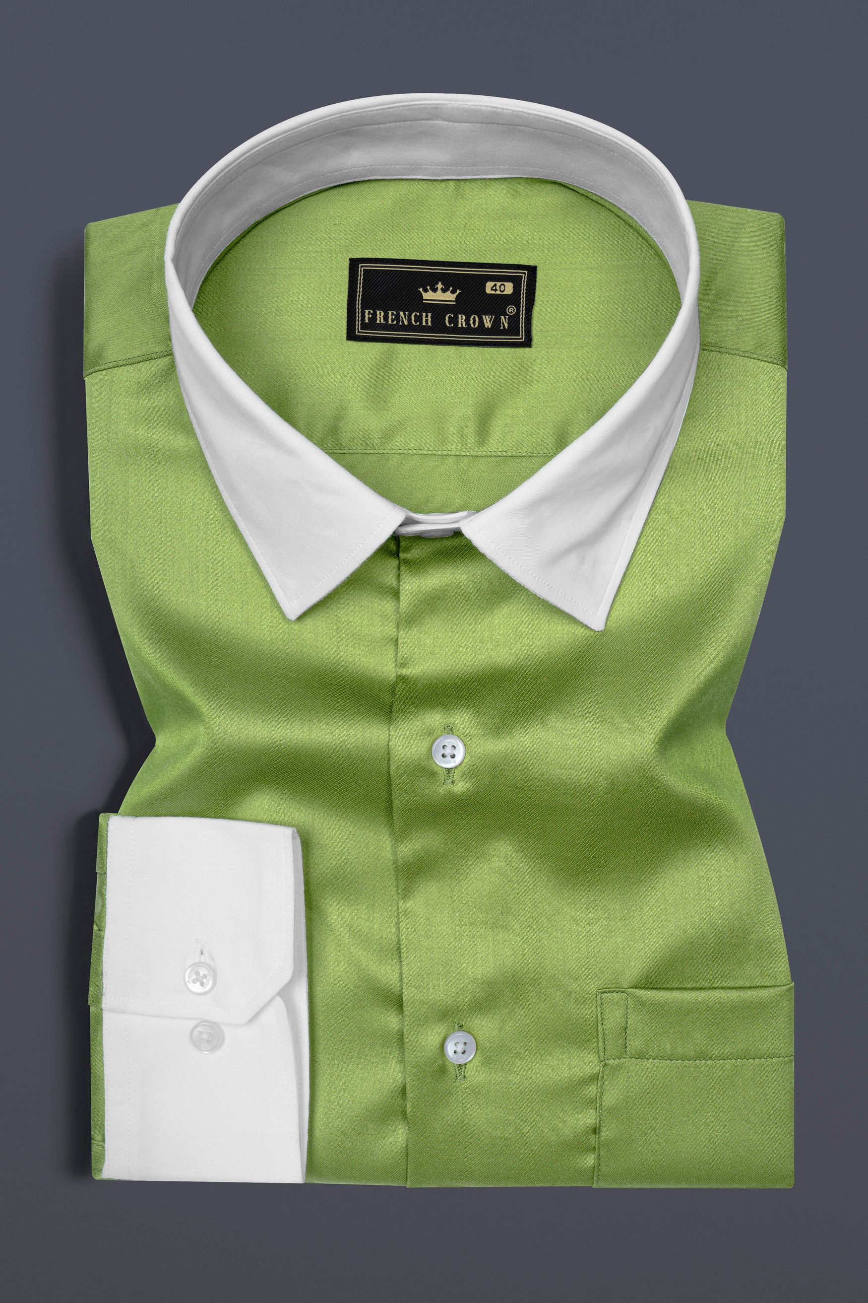 Asparagus Green Subtle Sheen Formal Plain-Solid Premium Cotton