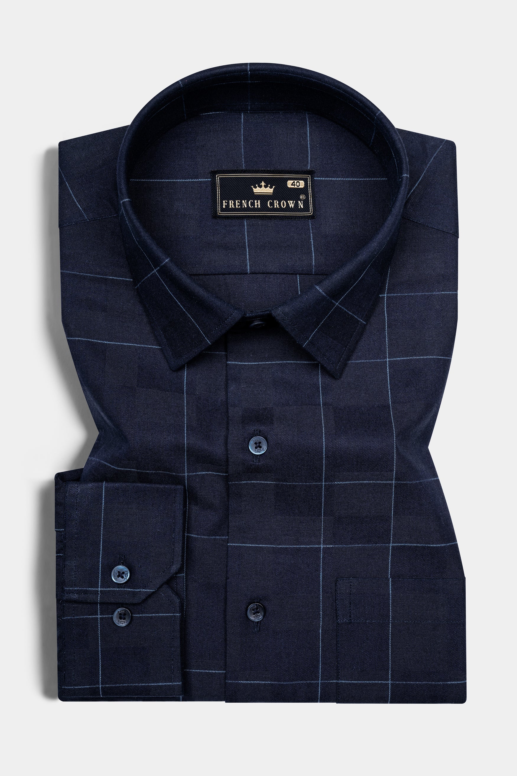 Mirage Blue Windowpane Dobby Textured Premium Giza Cotton Shirt