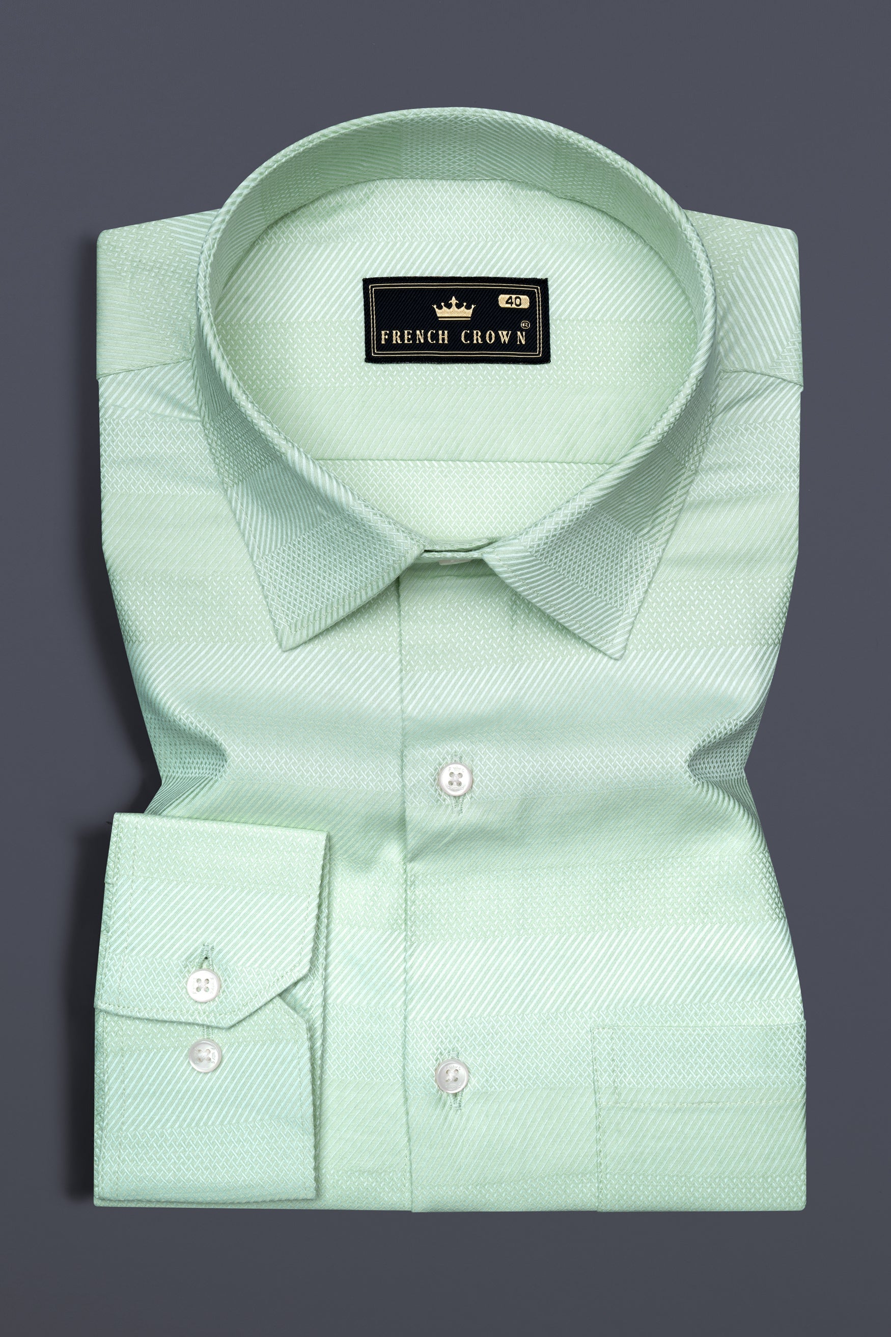 Jagged Ice Green Heavyweight Dobby Textured Premium Giza Cotton Shirt