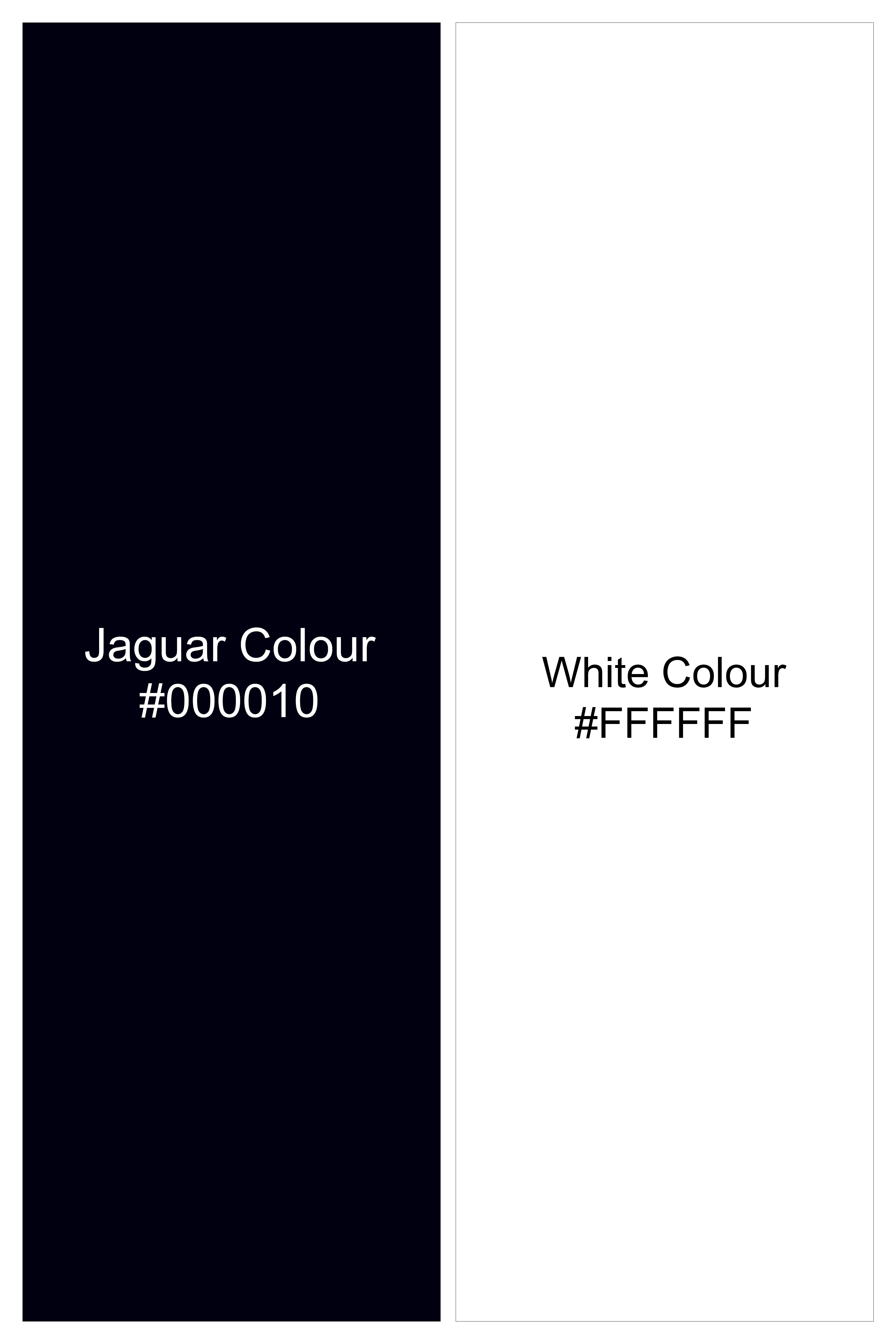 Bright White with Jaguar Dark Blue Plaid Flannel Shirt