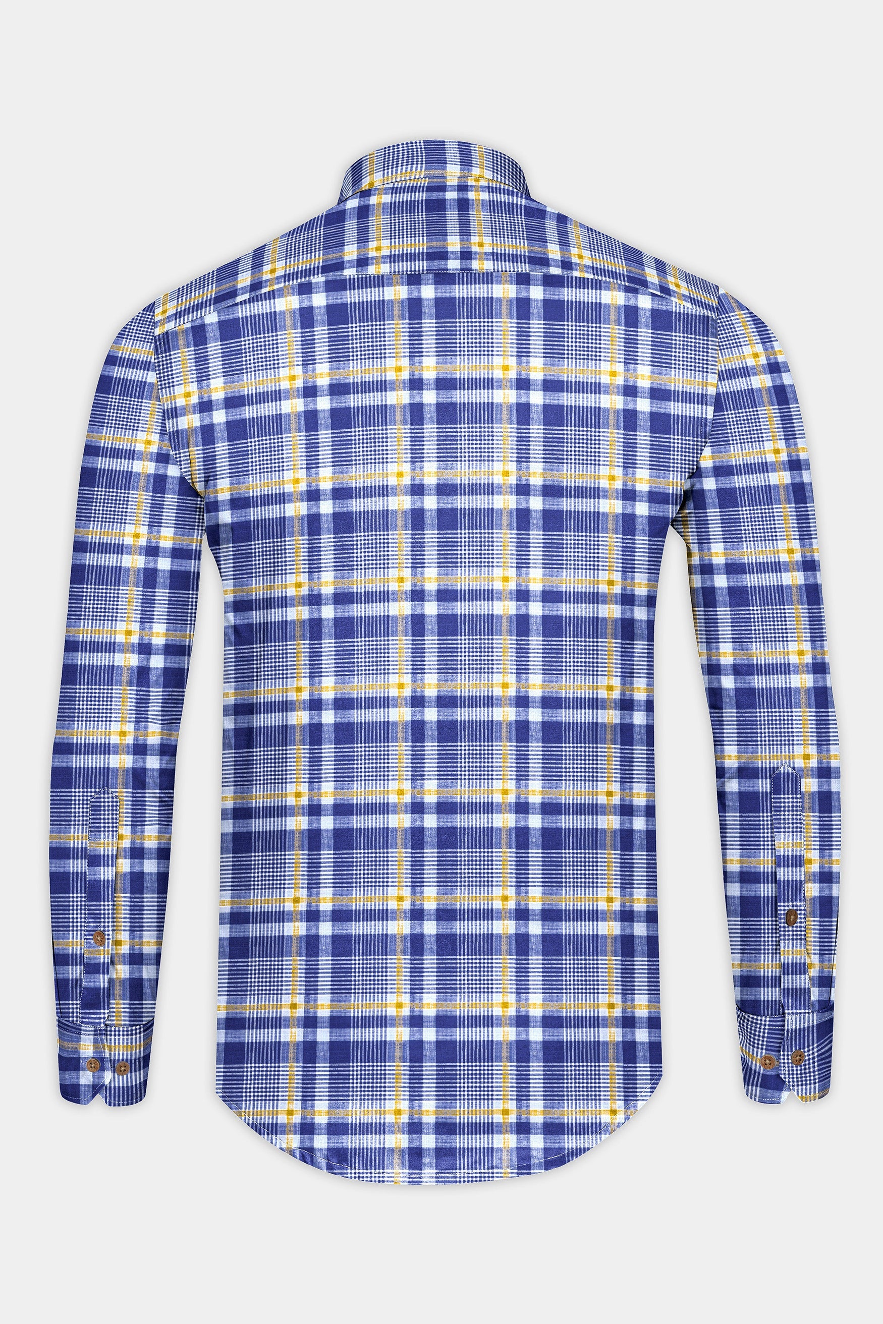 Astronaut Blue Multicolour Plaid Chambray Premium Cotton Kurta Shirt