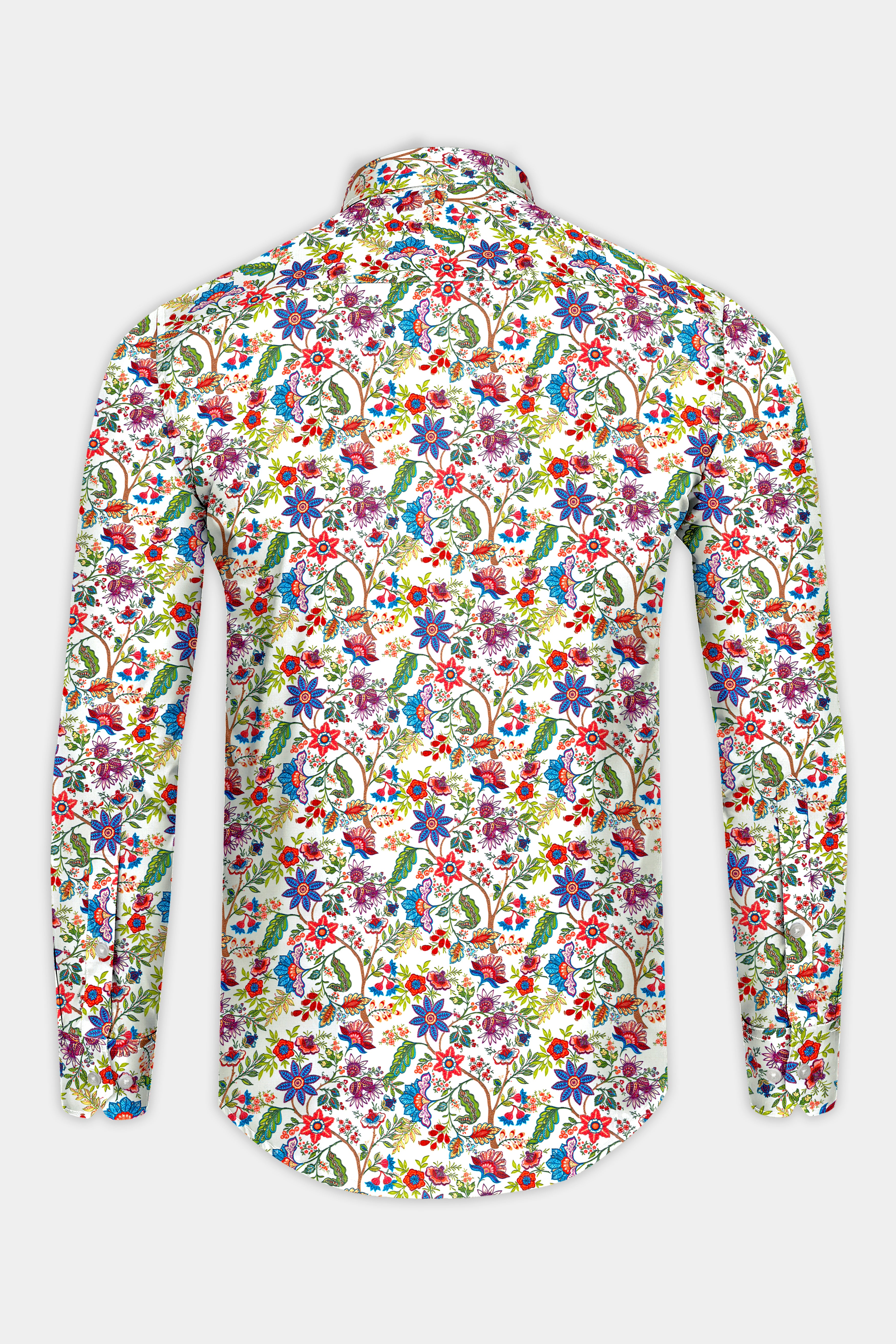 Bright White with Multicolour Flowers Printed Super Soft Premium Cotton Shirt