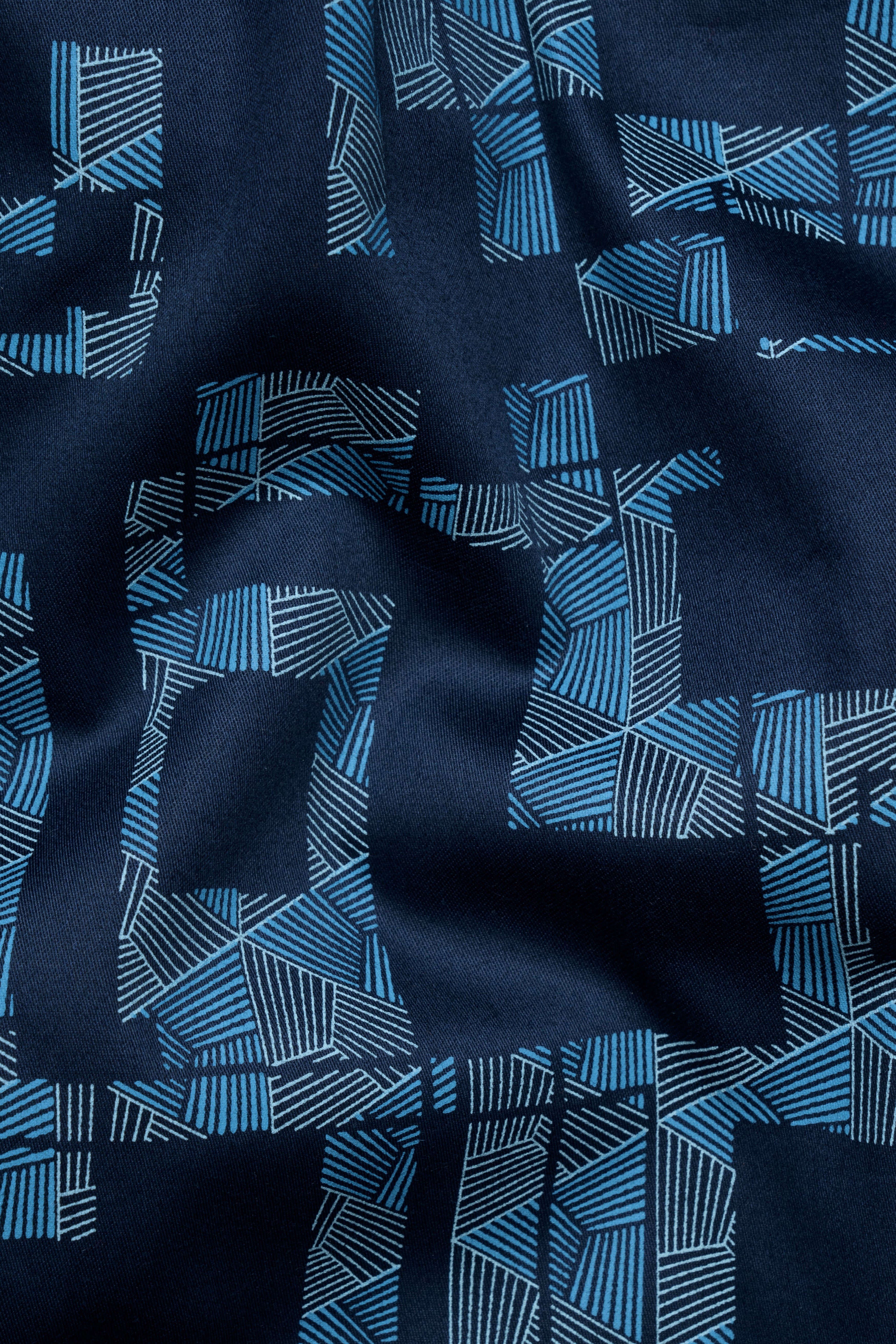 Ebony Blue Egyptian Square Printed Super Soft Premium Cotton Shirt