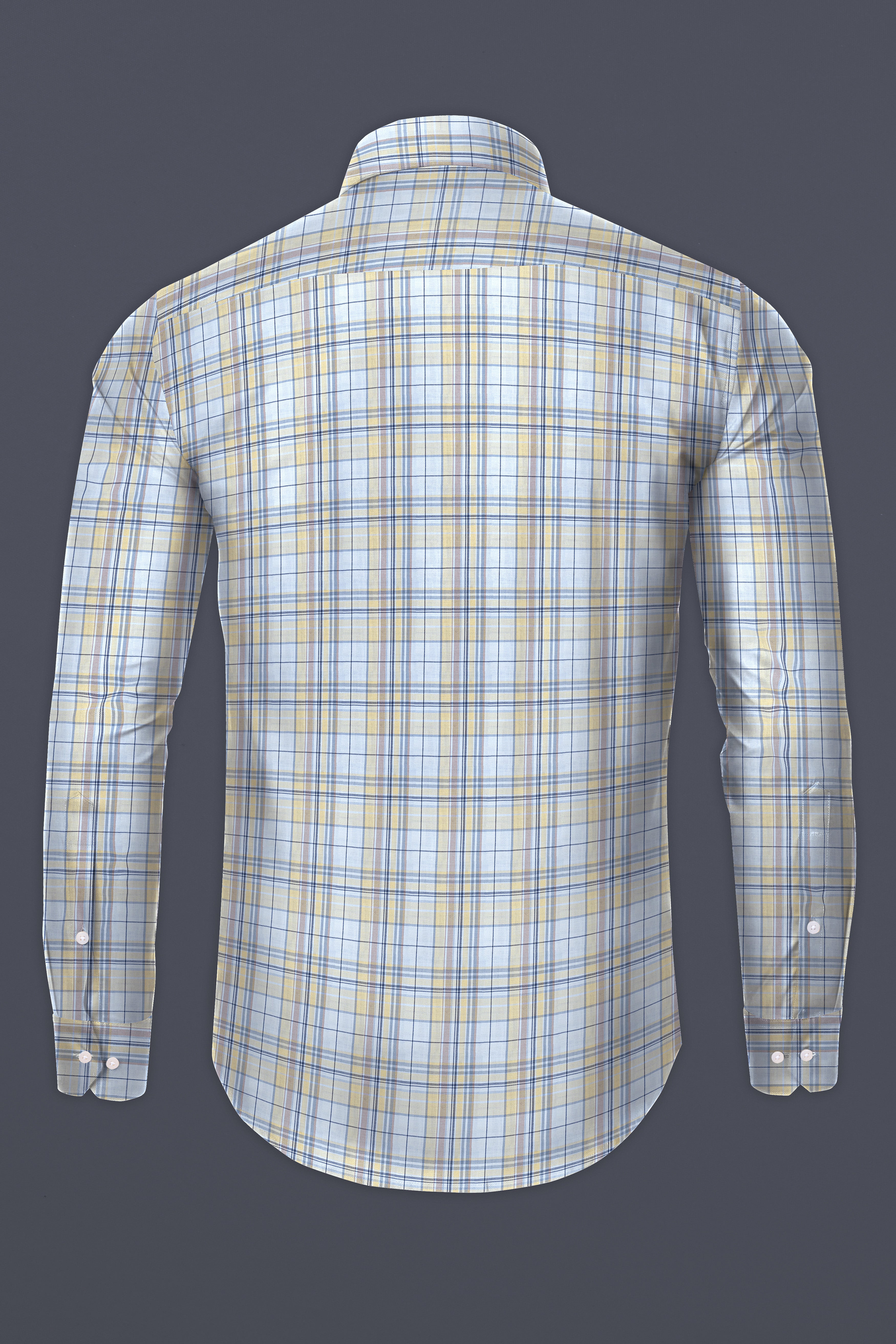 Jagged Ice Blue with Pavlova Brown Plaid Twill Cotton Shirt