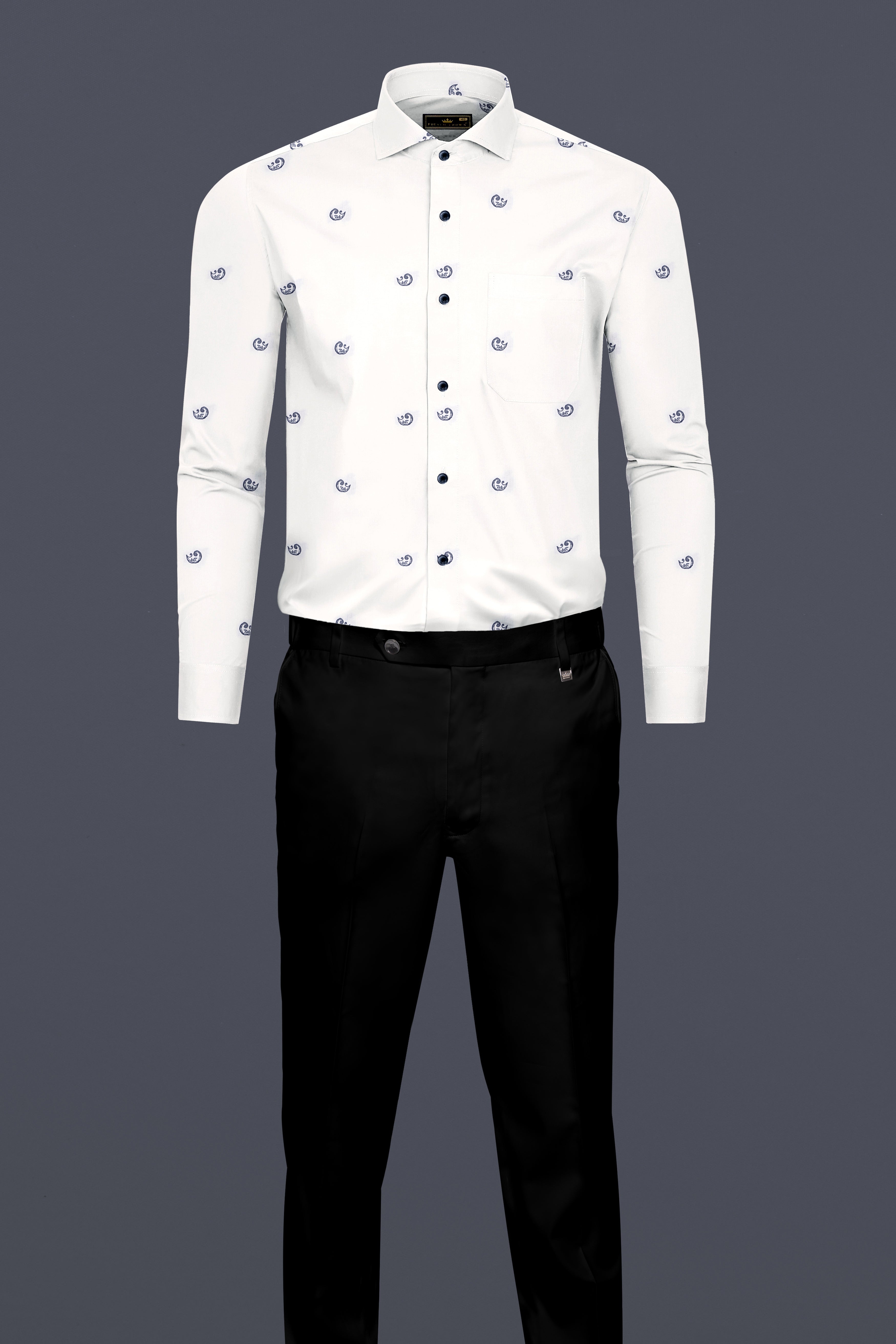 Bright White Jacquard Butta Textured Premium Giza Cotton Shirt