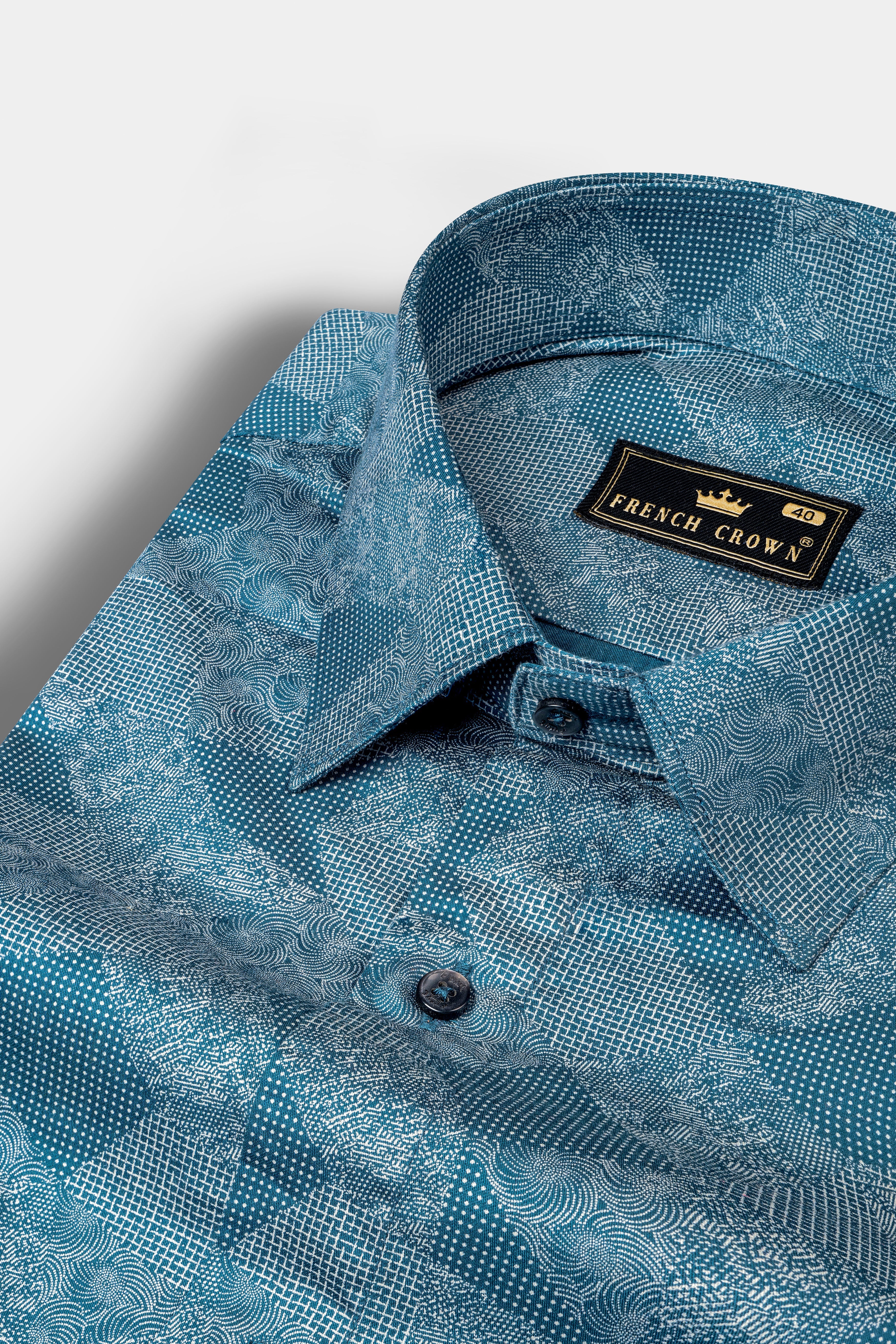 Astronaut Blue Printed Super Soft Premium Cotton Shirt