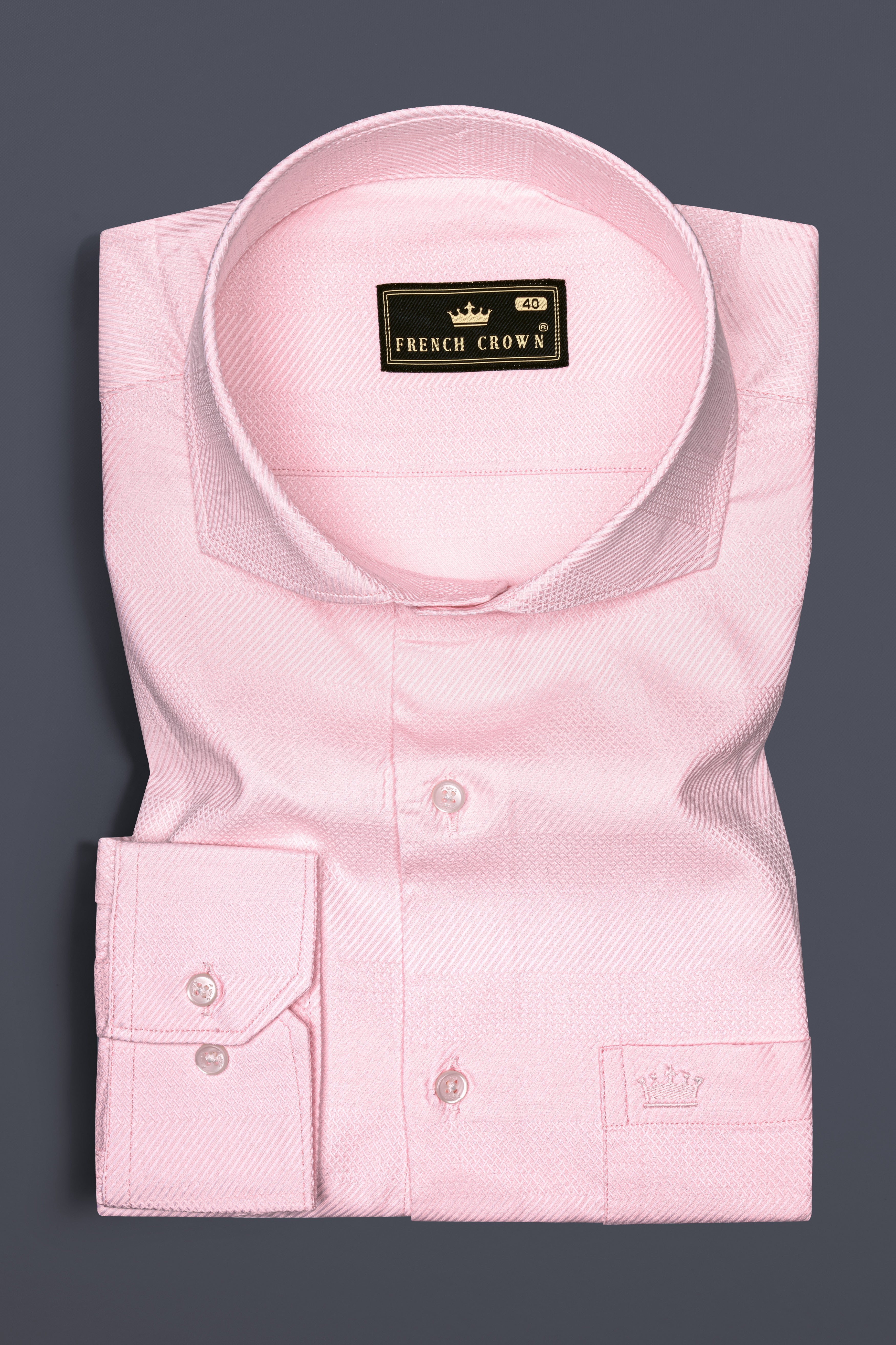 Carousel Pink Dobby Textured Premium Cotton Shirt