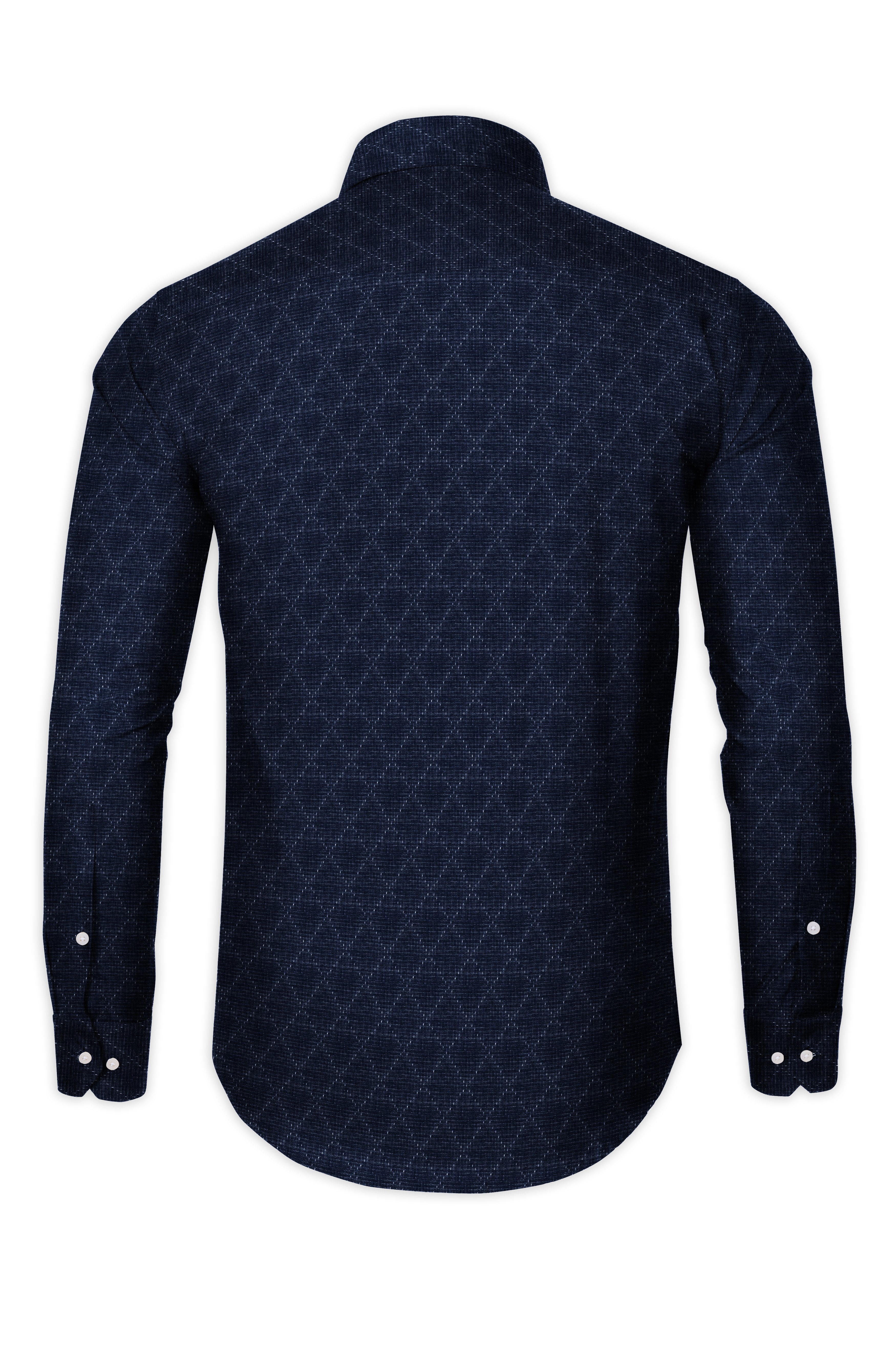 Vulcan Blue Dobby Textured Premium Cotton Shirt