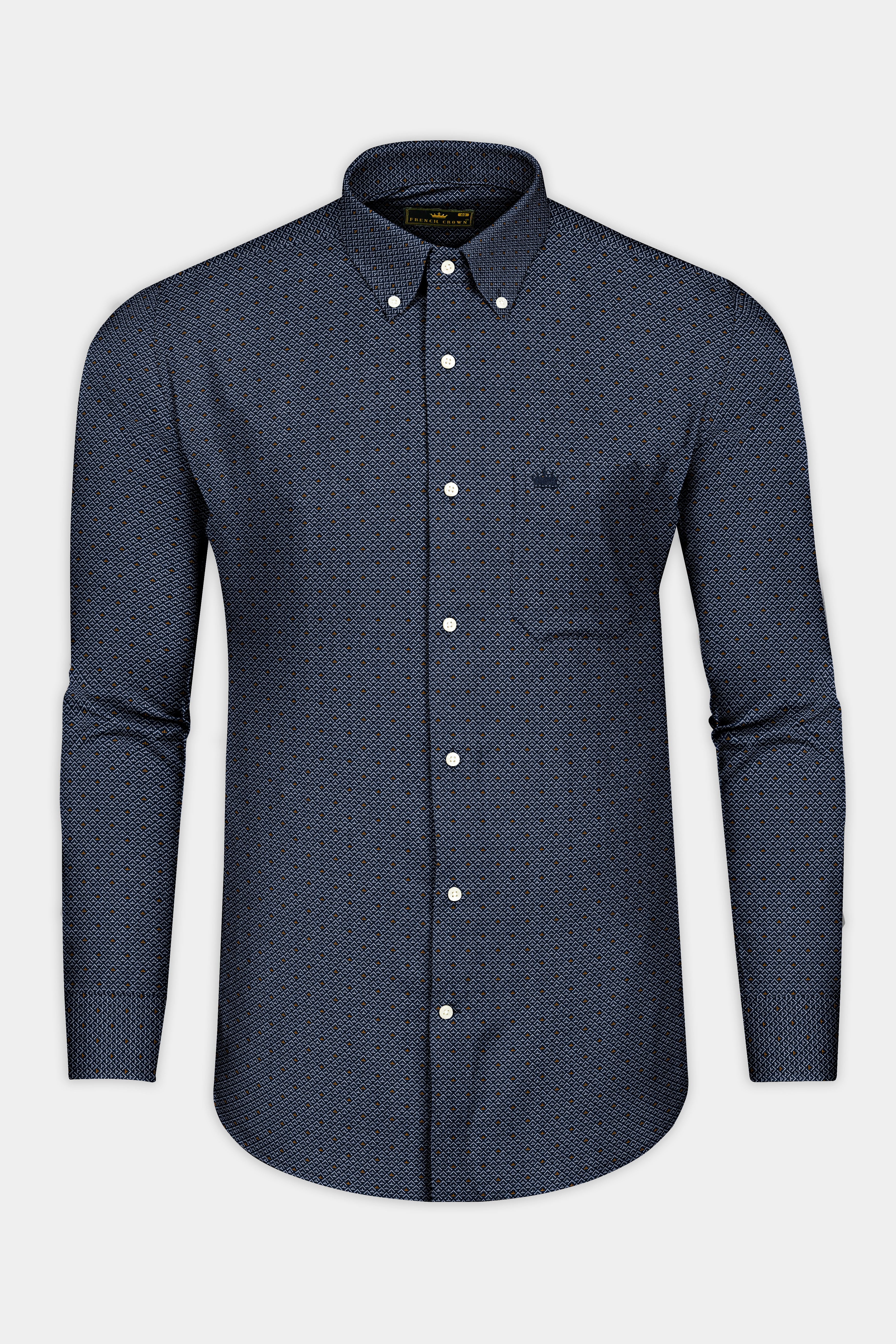Mirage Blue Textured Twill Cotton Shirt