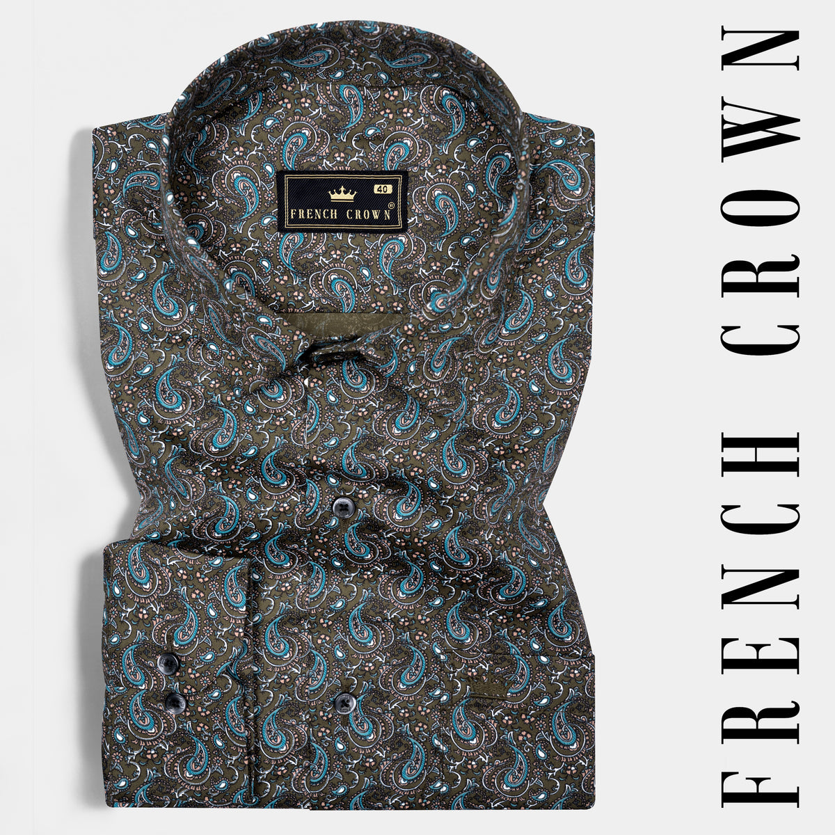 Vampire Gray with Eastern Blue Casual Prints Premium Cotton Shirt For Men