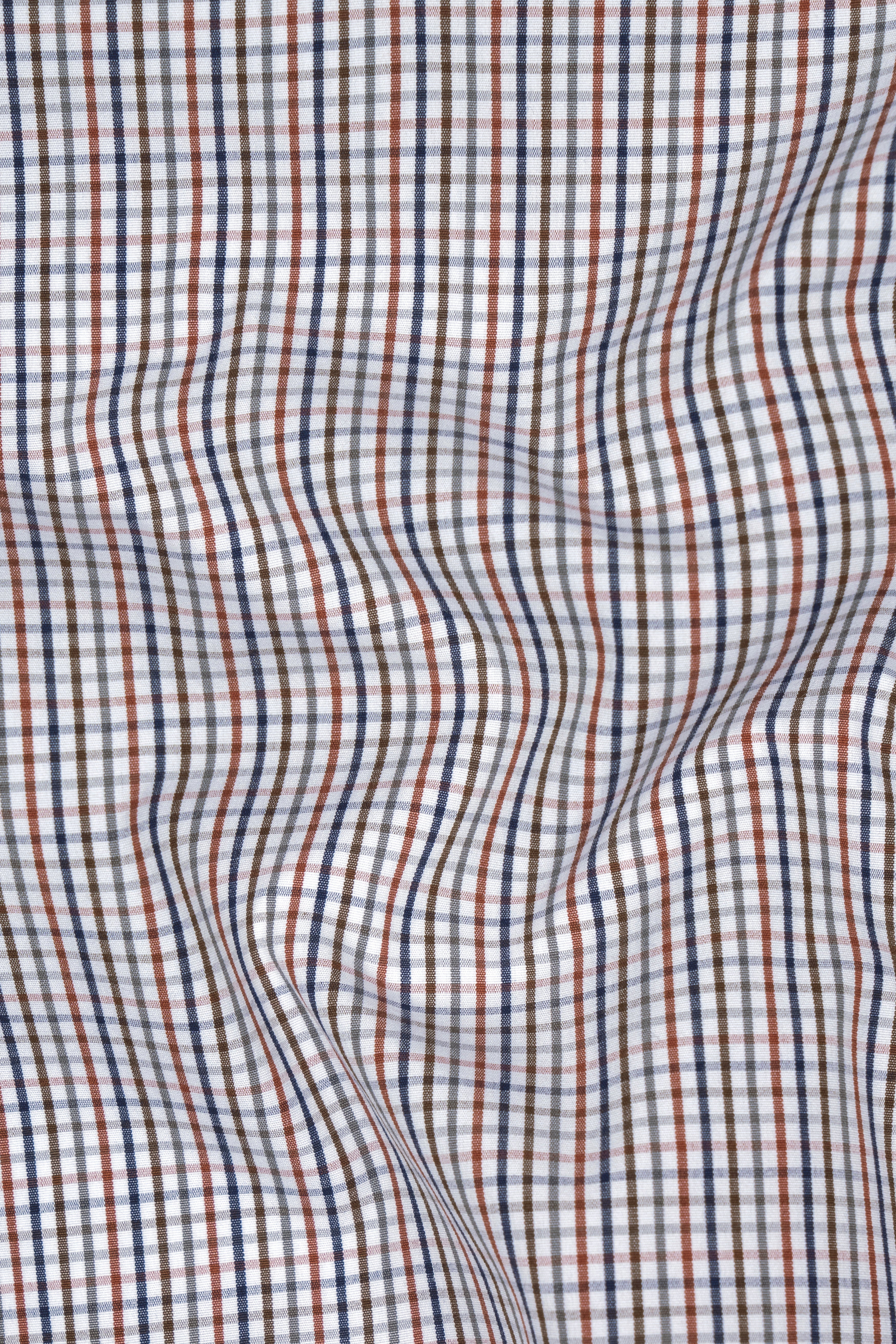 Brownish Blue Micro Checkered Poplin Giza Cotton Shirt