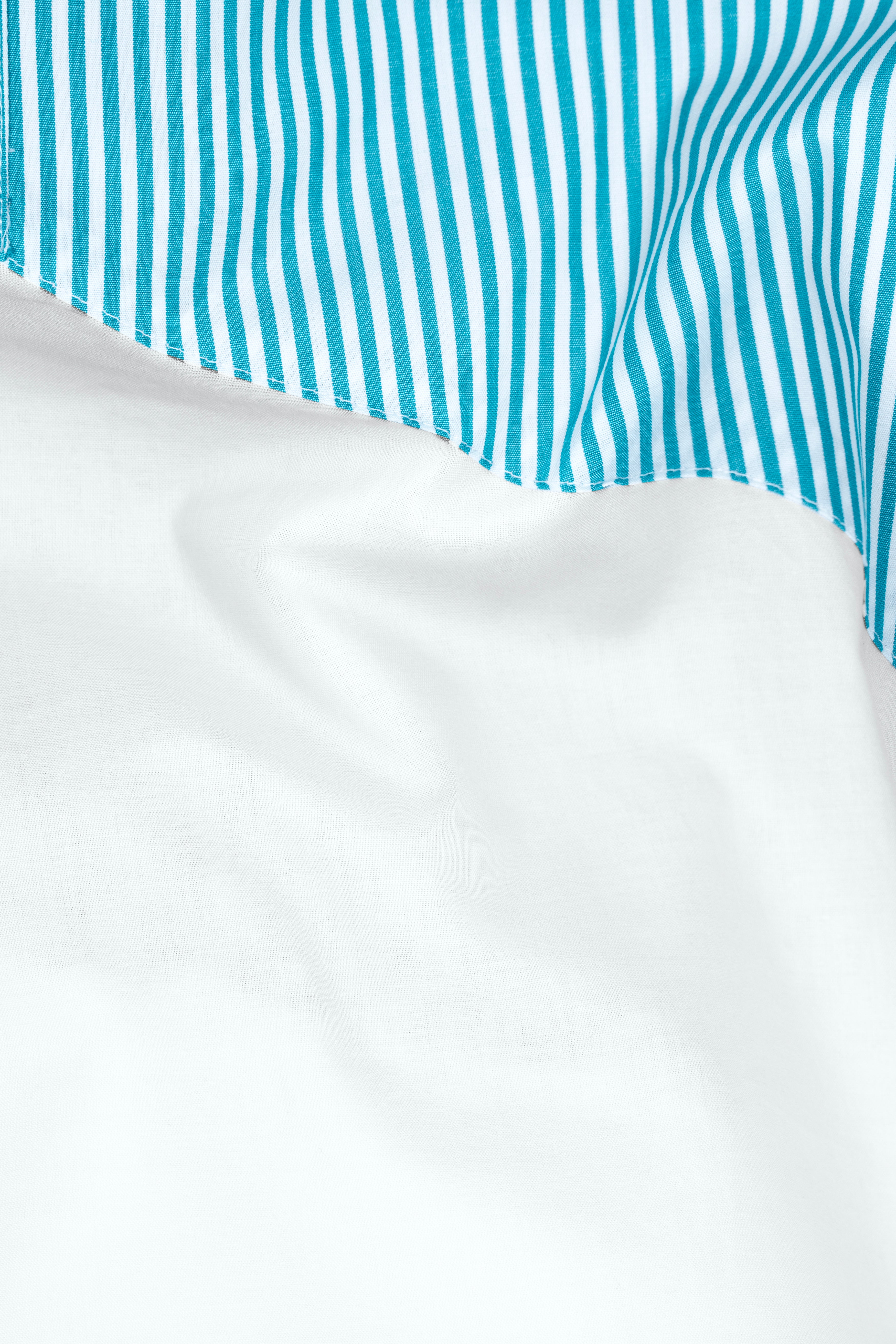 Cerulean Blue and Bright White Striped Super Soft Premium Cotton Designer Shirt