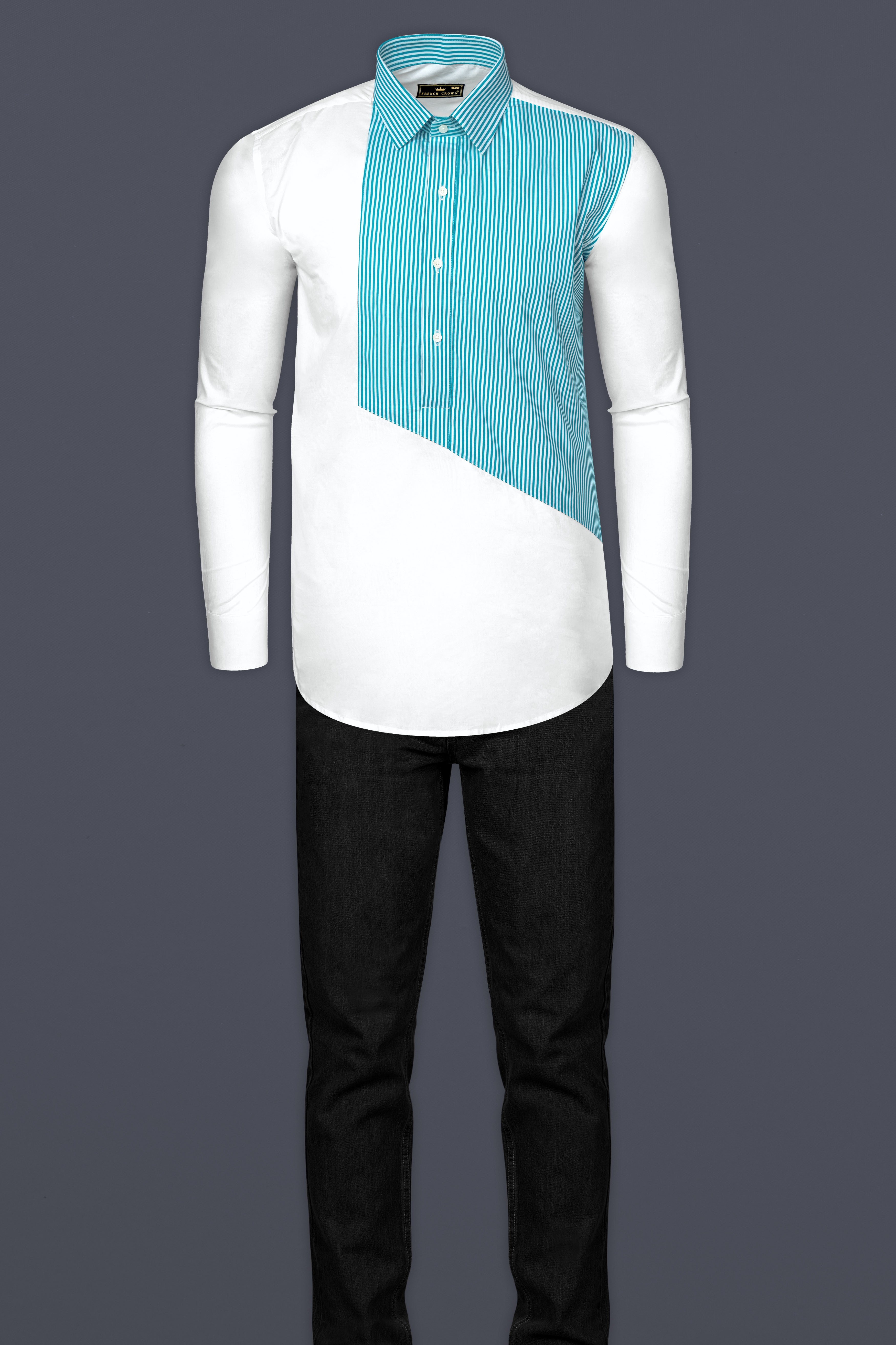 Cerulean Blue and Bright White Striped Super Soft Premium Cotton Designer Shirt