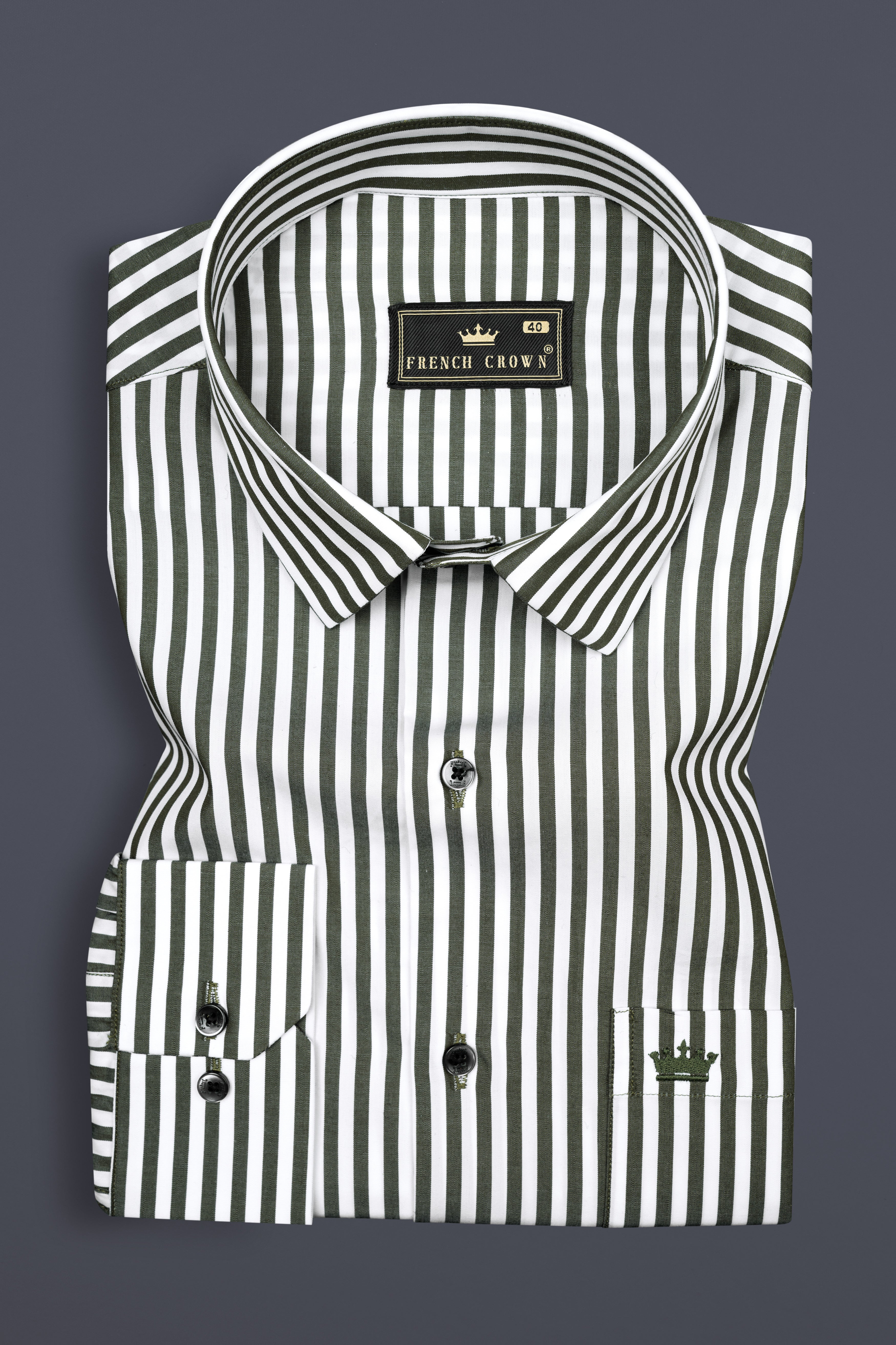 Zeus Green and Bright White Striped Super Soft Premium Cotton Shirt