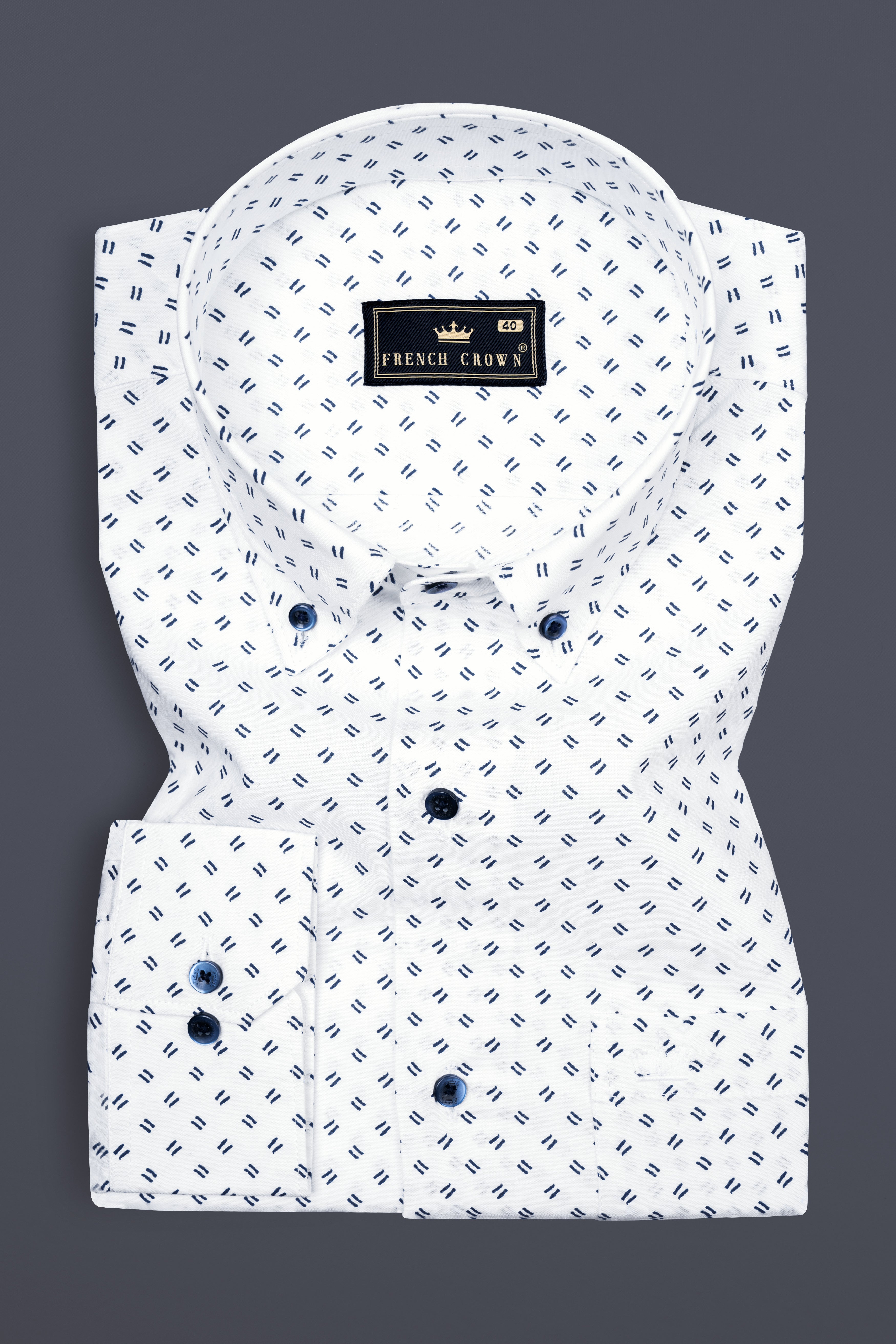 Bright White and Zodiac Blue Print Super Soft Premium Cotton Shirt