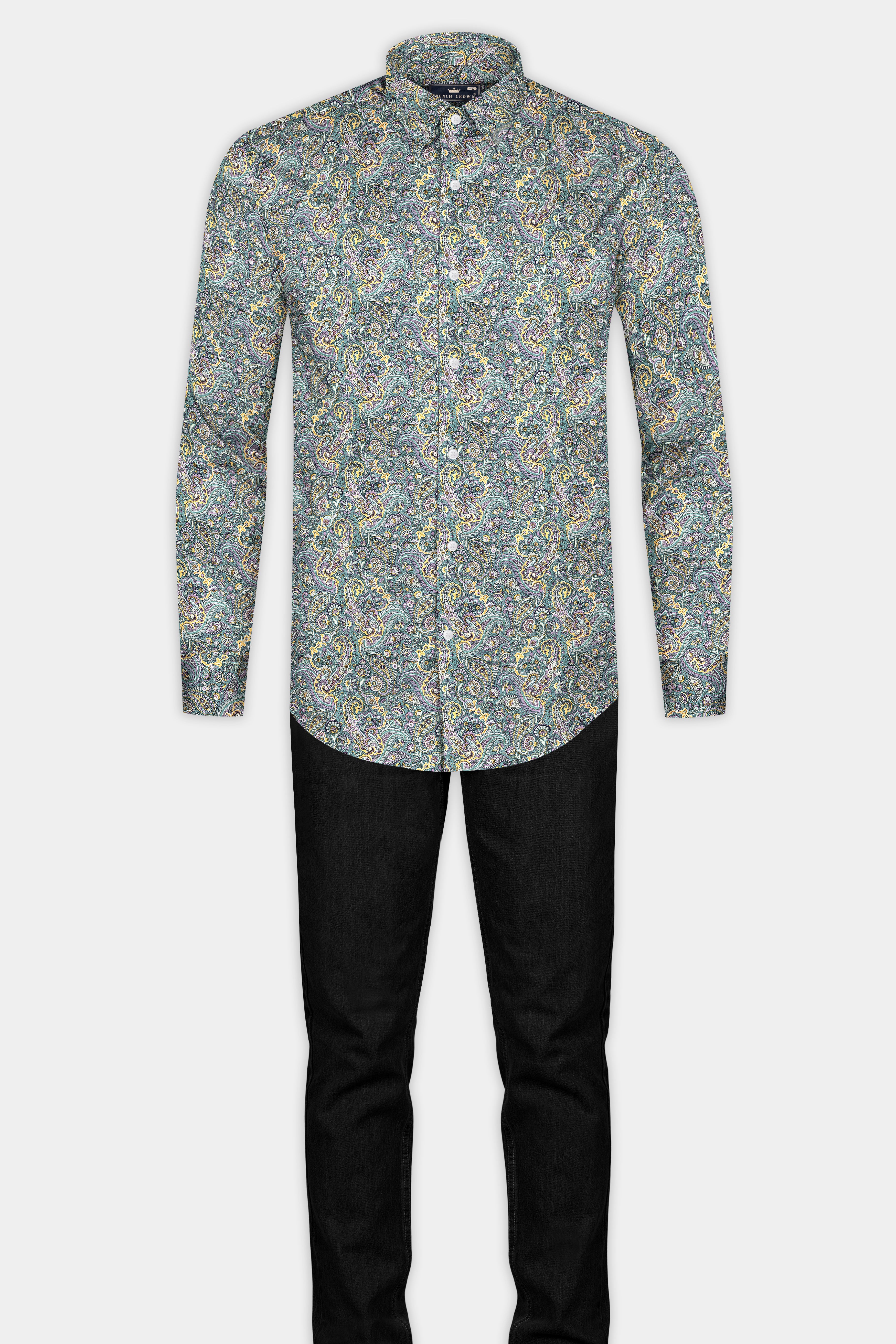 Northern Green And Lilac Multicolour Print Subtle Sheen Super Soft Premium Cotton Shirt