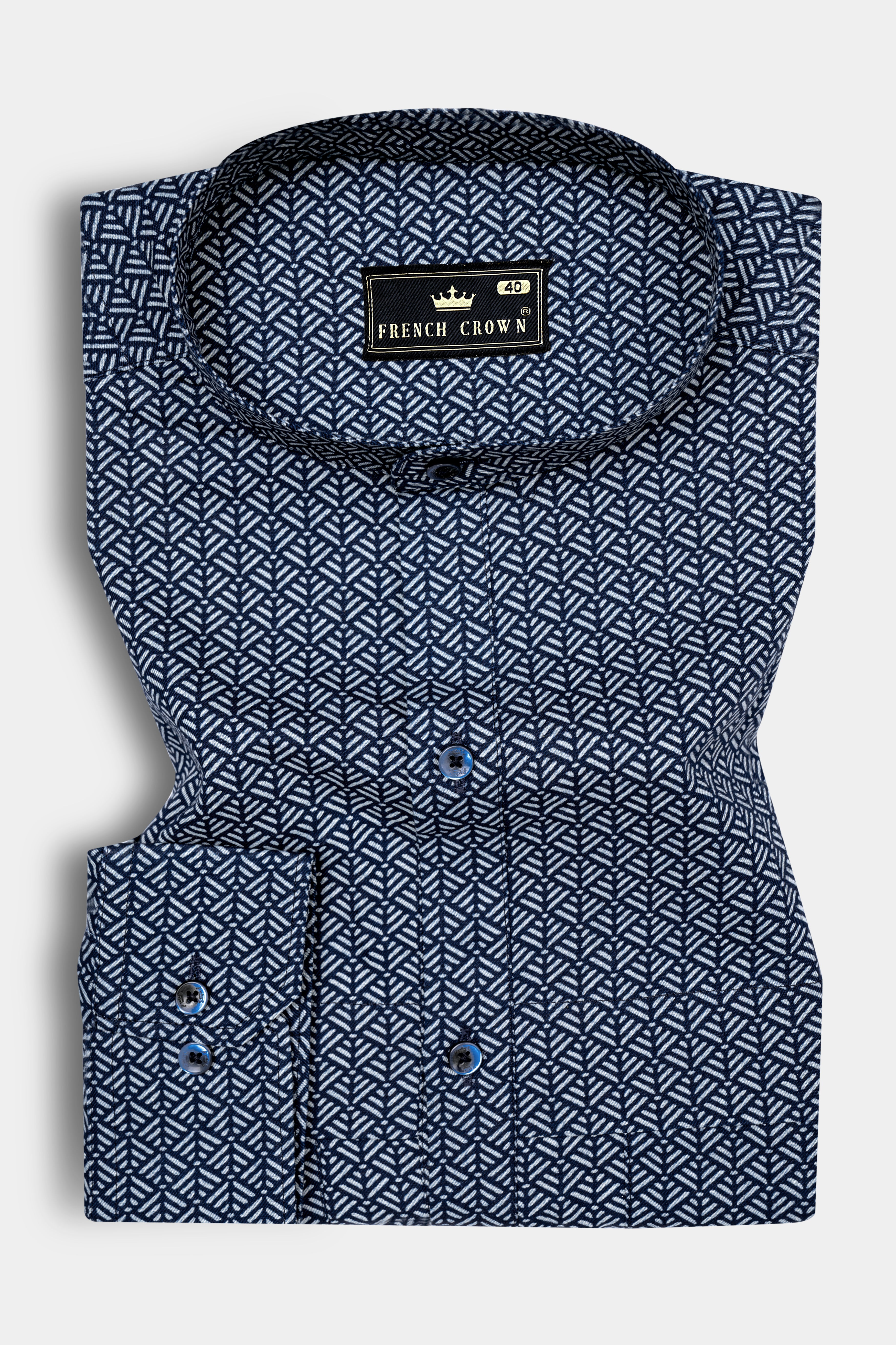 Haiti Blue Twill Prints Premium Cotton Shirt