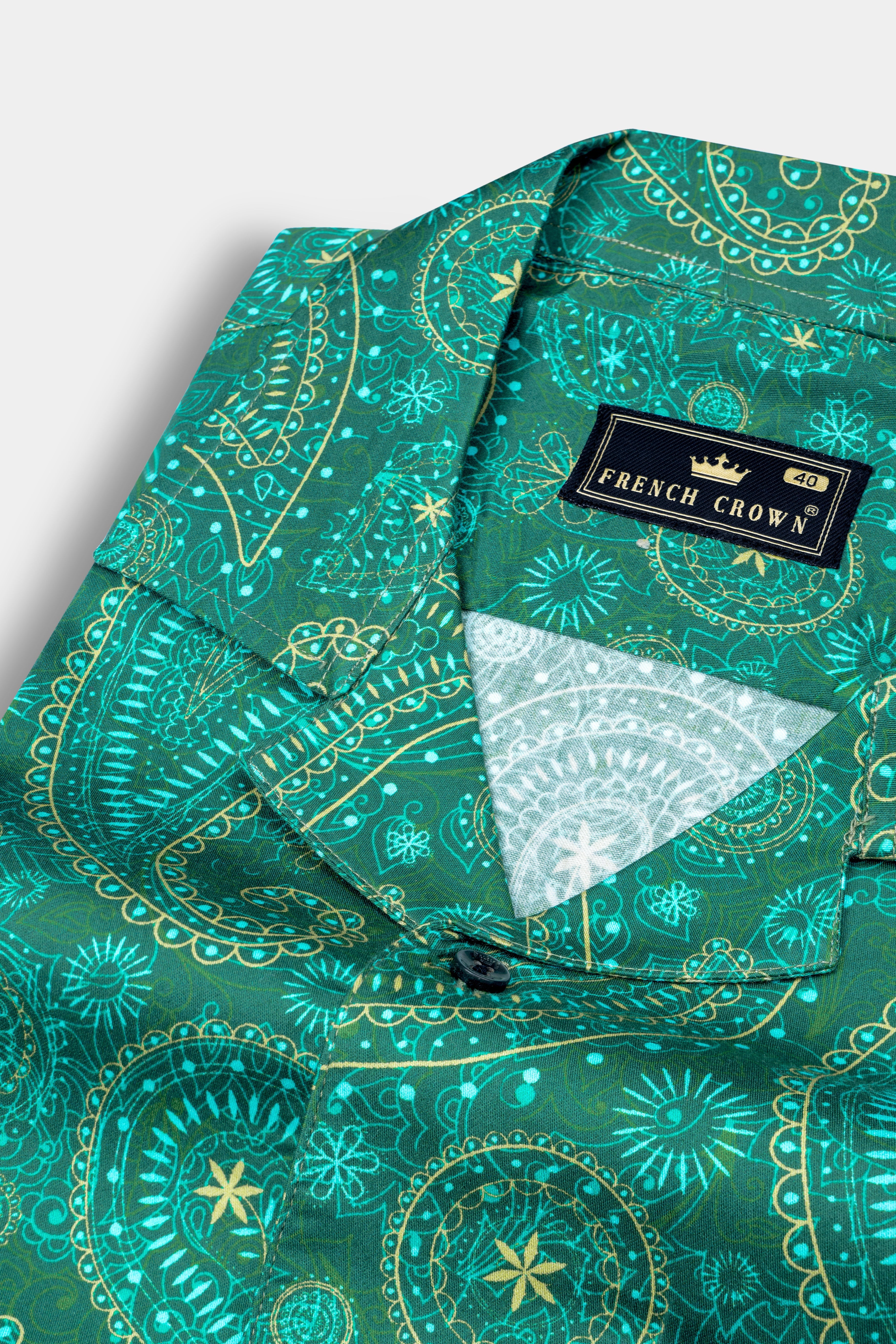 Viridian Green Paisley Printed Super Soft Premium Cotton Shirt