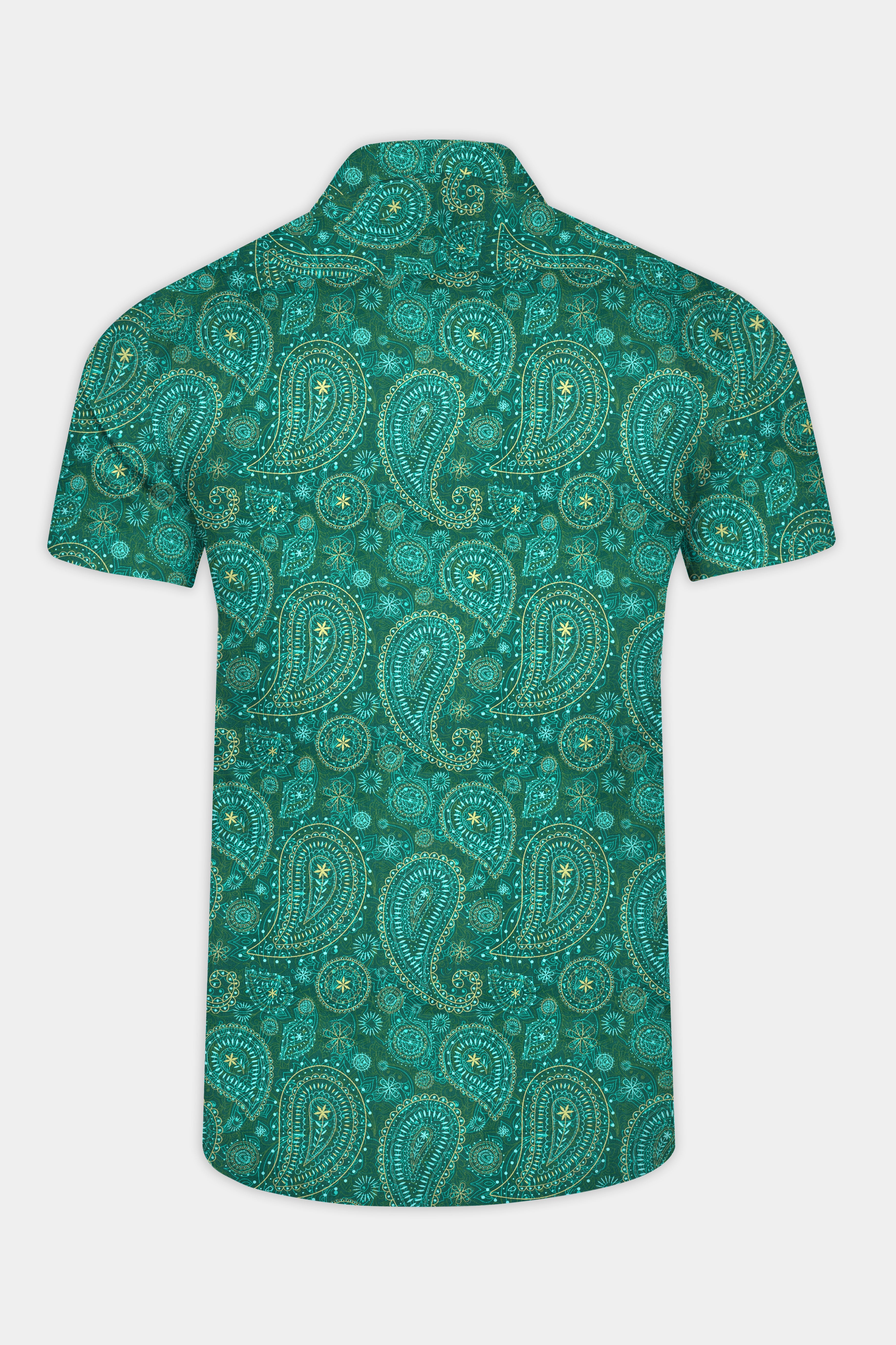 Viridian Green Paisley Printed Super Soft Premium Cotton Shirt