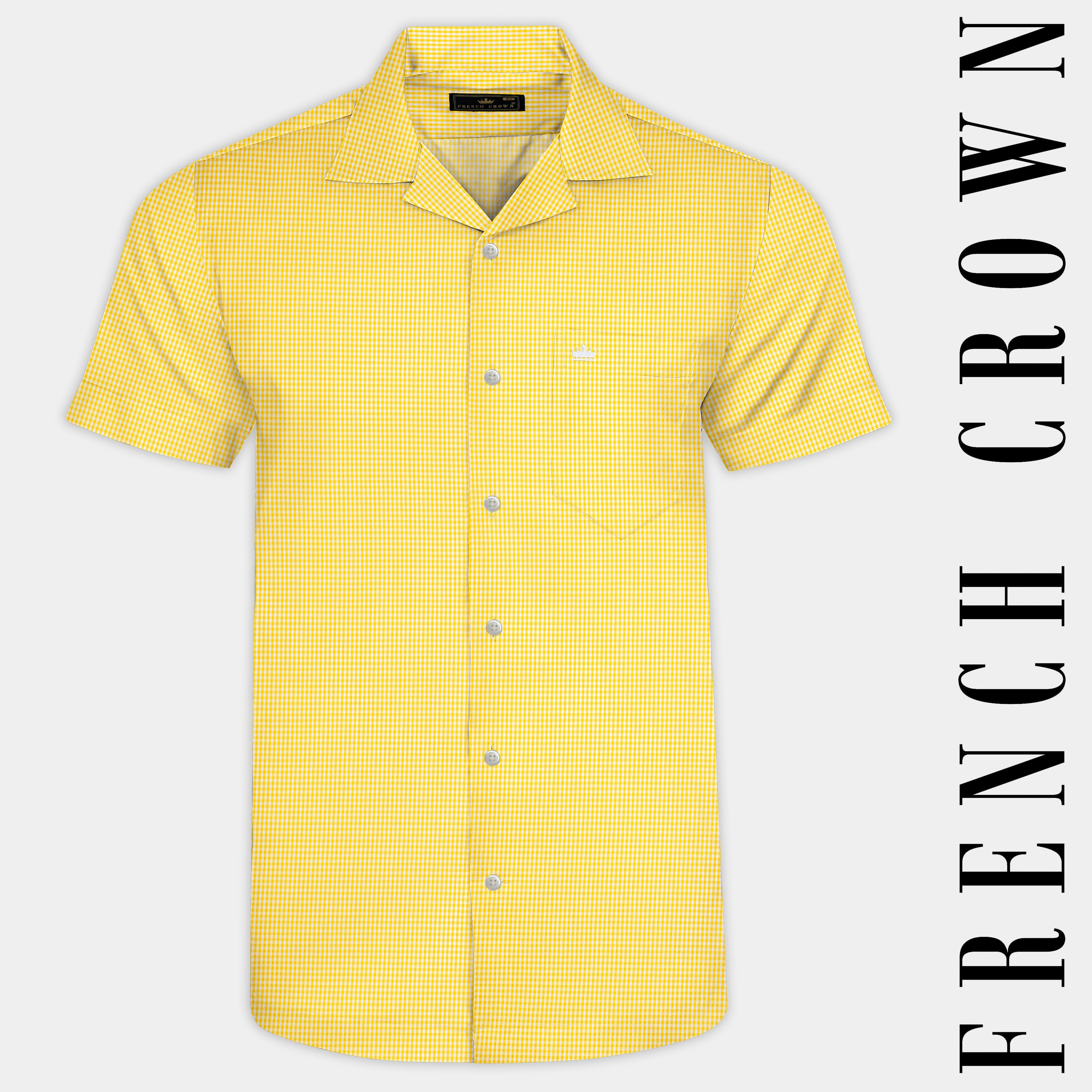 Jasmine Yellow Casual Checks-Plaid Premium Cotton Shirt For Men