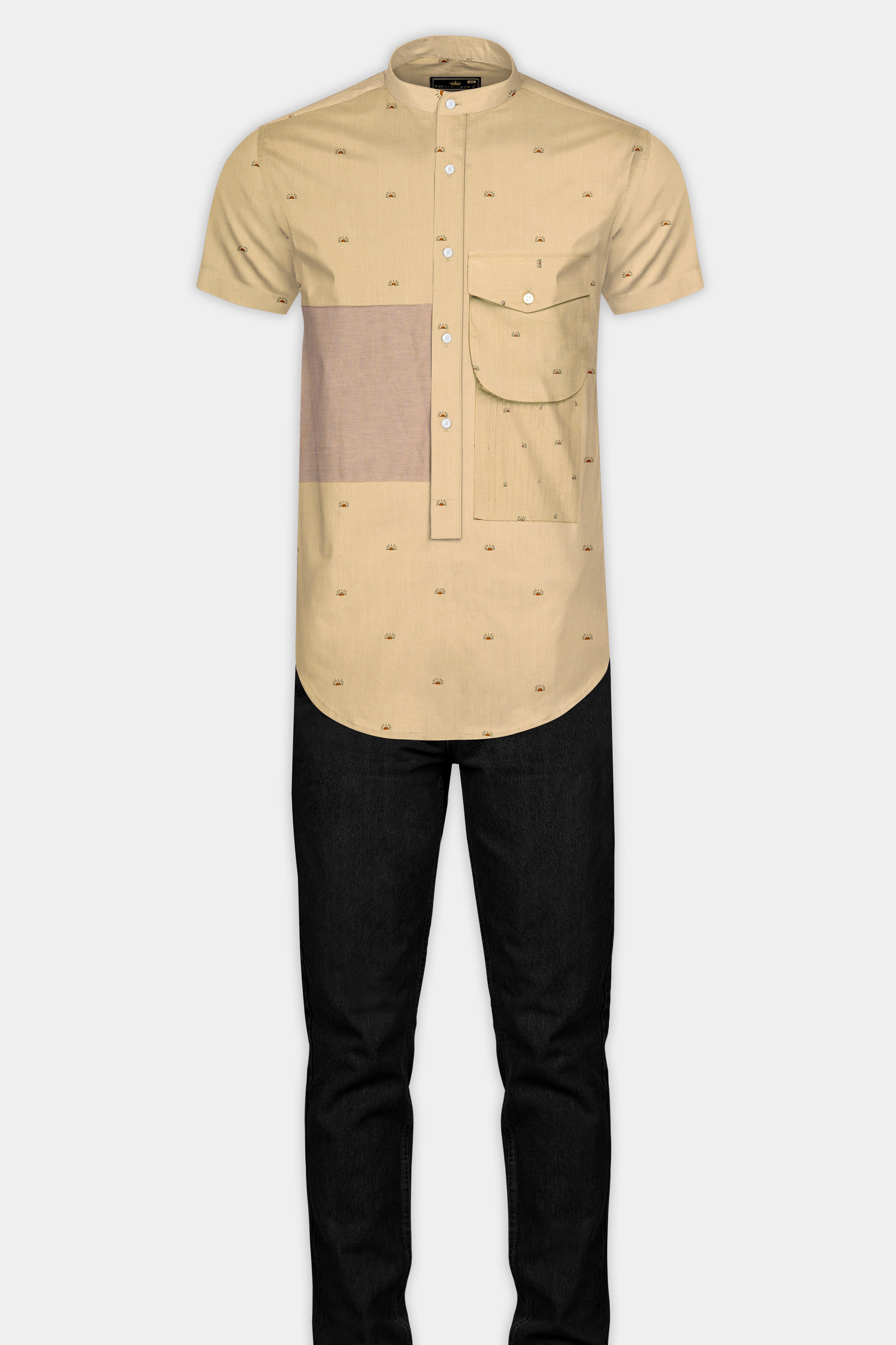 Sorrell Cream Printed Chambray Cotton Designer Shirt