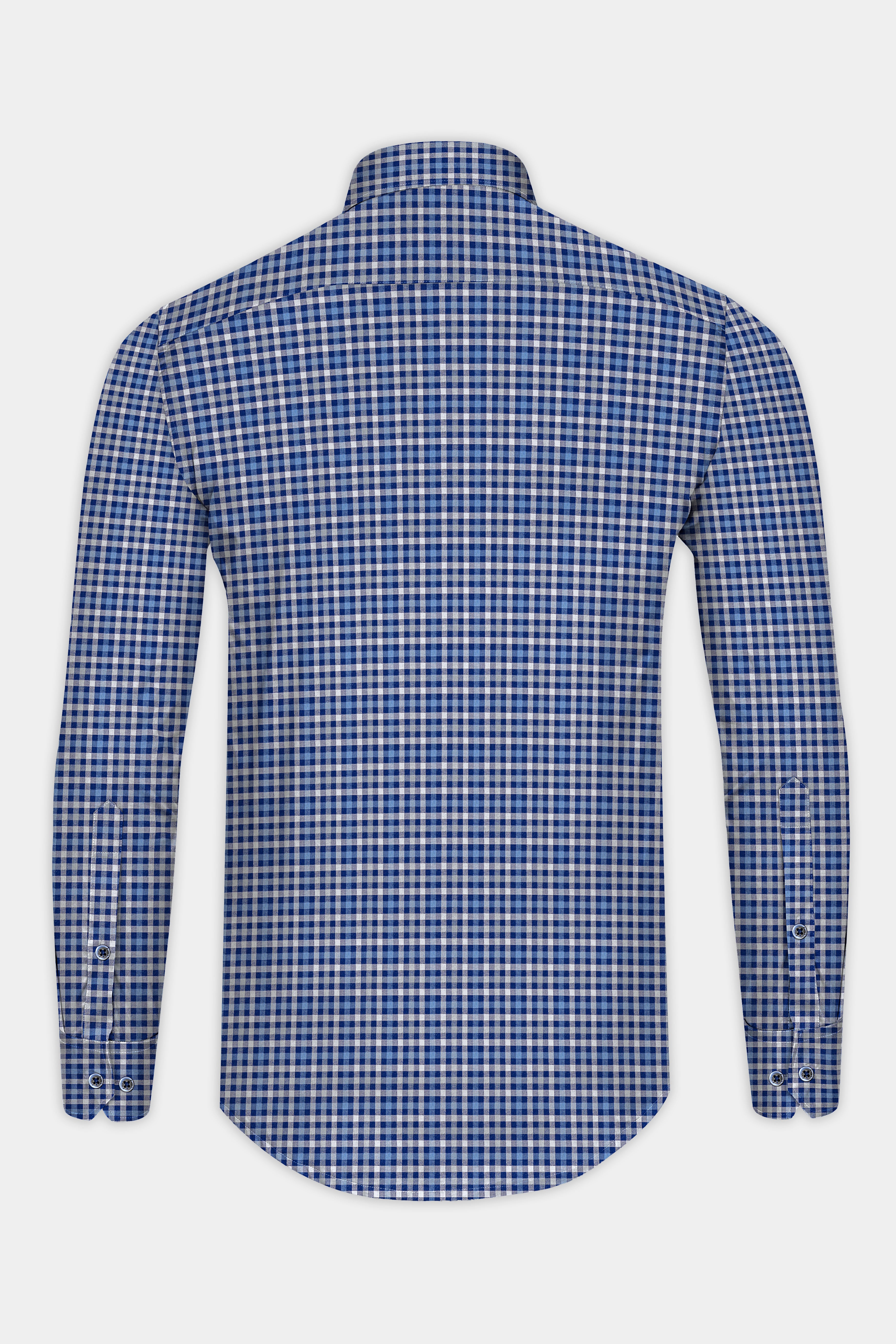 Gulf Blue With White Plaid Flannel Shirt