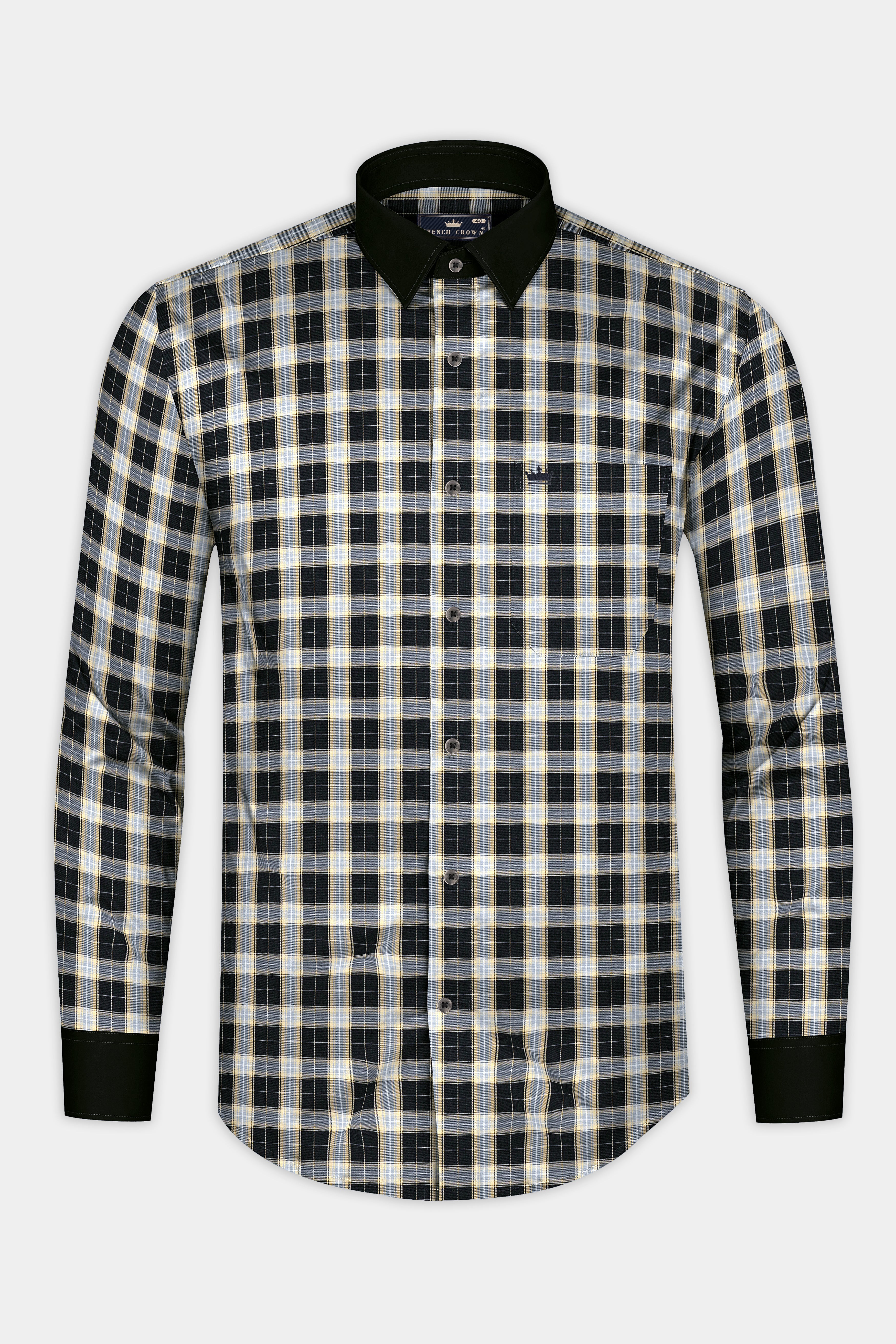 Jade Black with Raven Gray Plaid Twill Cotton Shirt