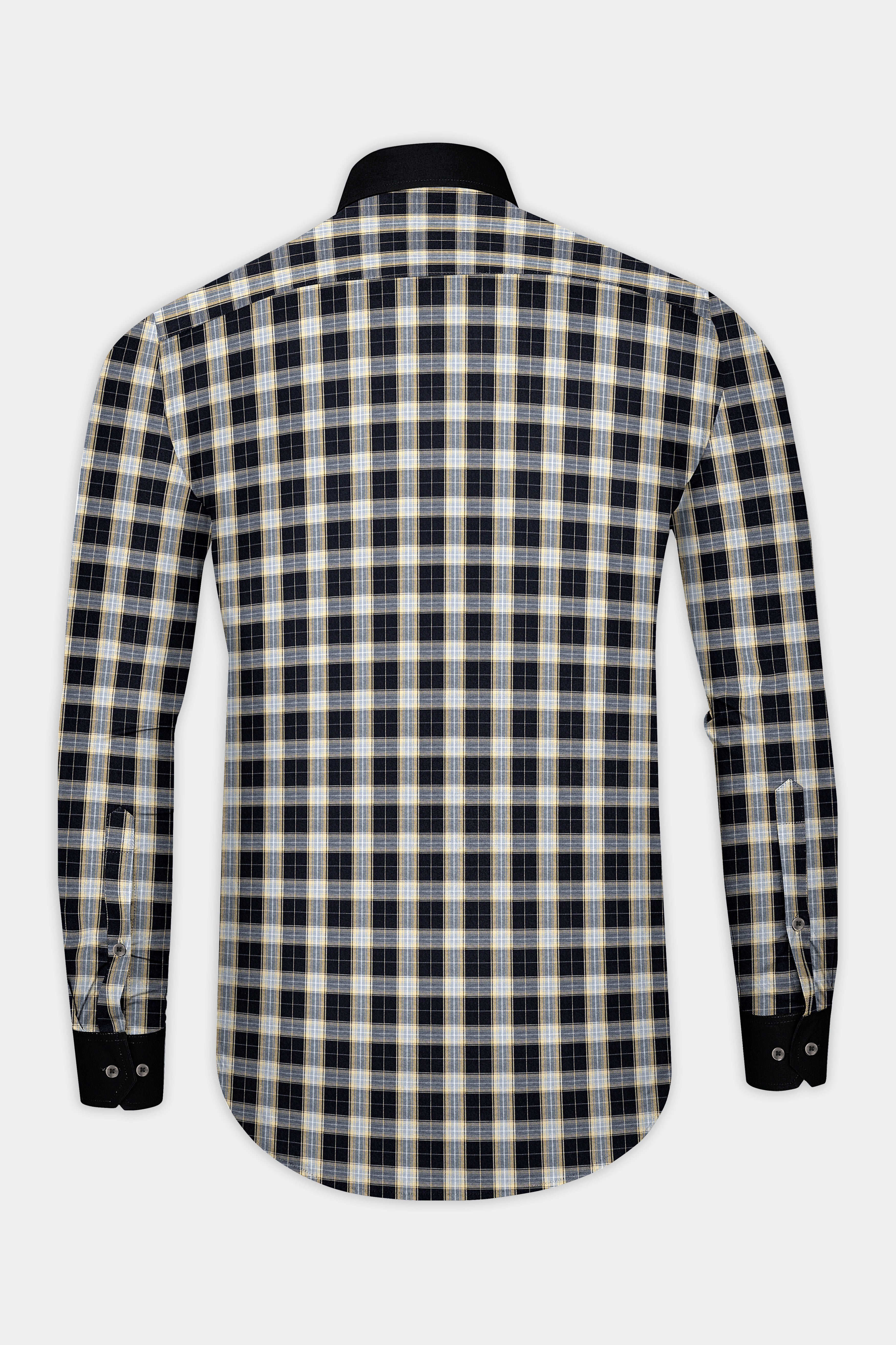 Jade Black with Raven Gray Plaid Twill Cotton Shirt