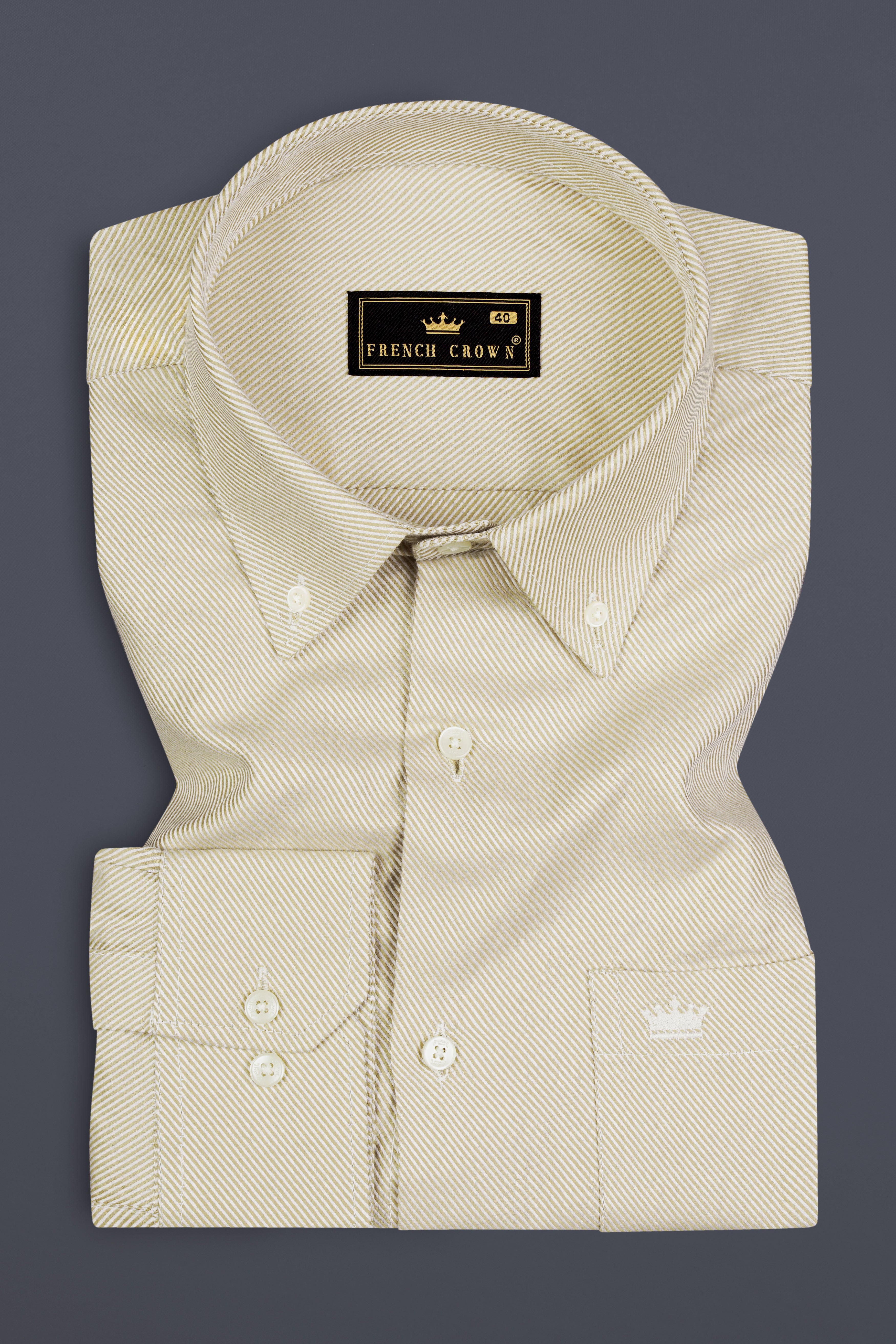 Stark Cream Pin Striped Twill Cotton Shirt