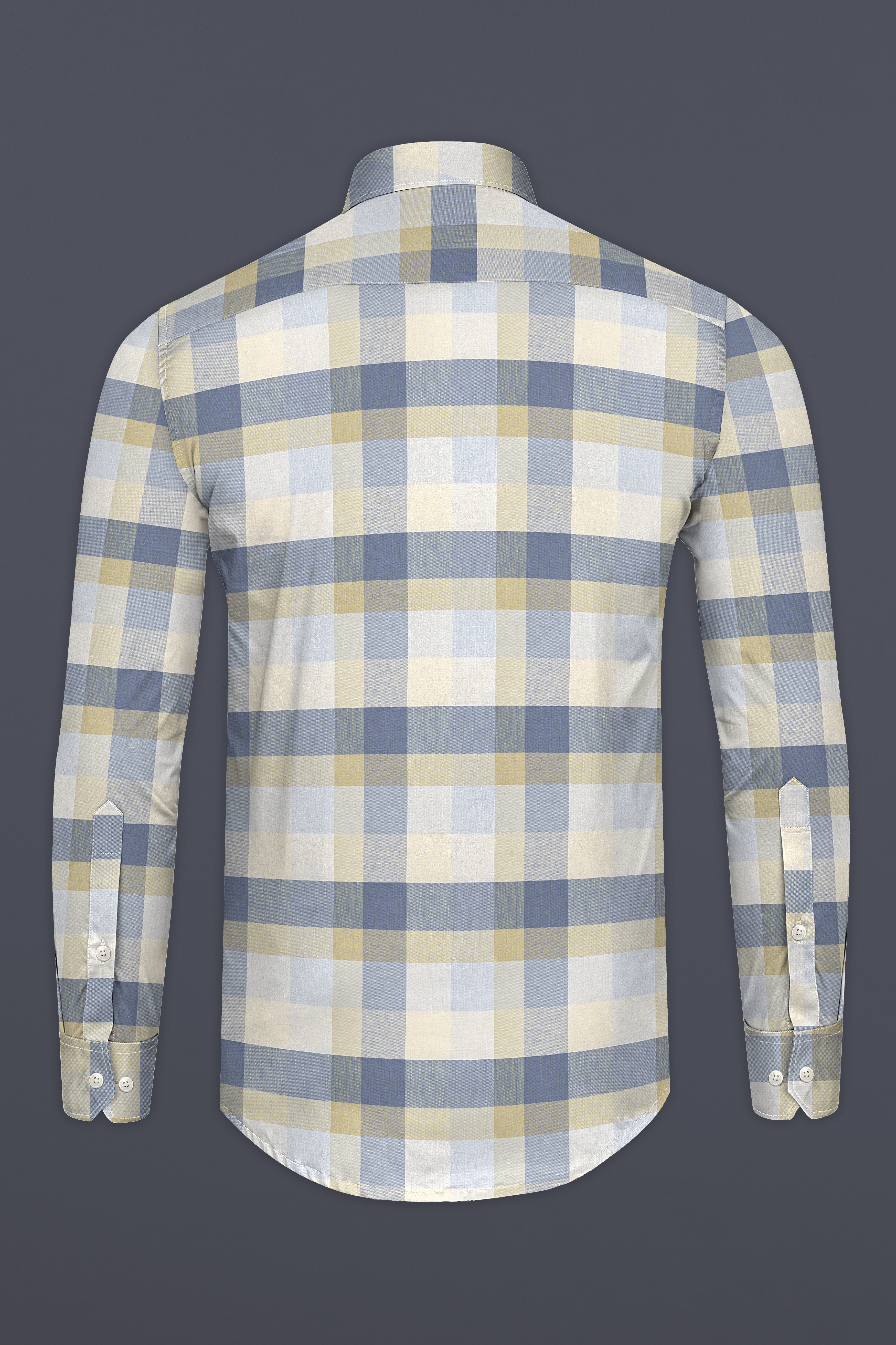 Wild Blue with Maize Cream Plaid Royal Oxford Shirt